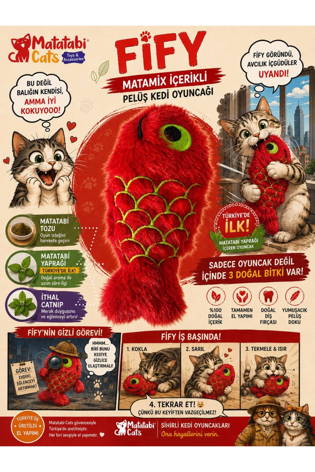 اسباب‌بازی پولیشی گربه ماتاتابی کتس MATATABİ CATS، MATAMIX | FIFY، مدل PLŞ 209، چندرنگ