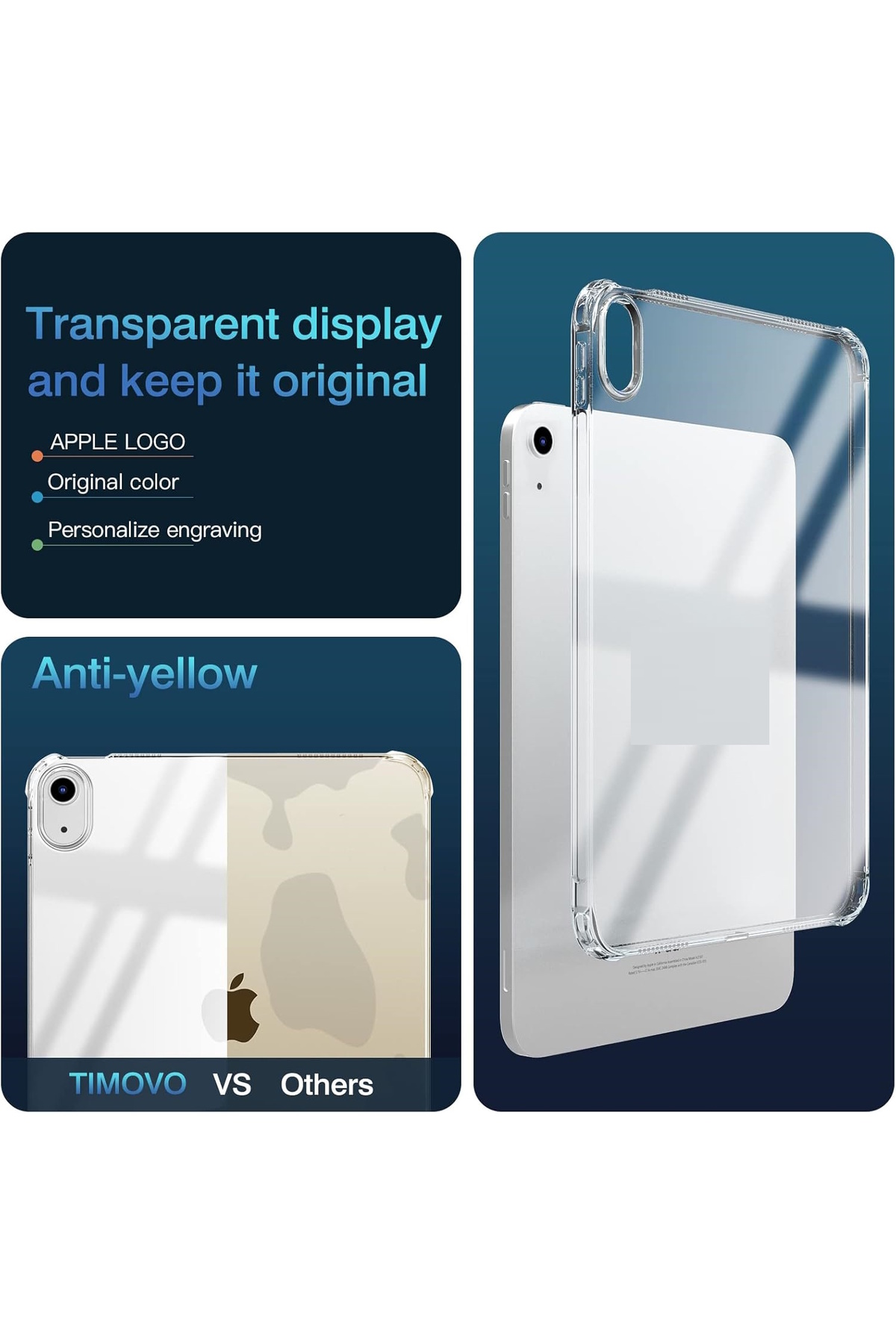 کاور تبلت IPAD 11TH GENERATION A16 11INCH 10TH 10.9 TABLET CASE EDGE سیلیکون شفاف ضد ضربه سازگار m.tk moveteck
