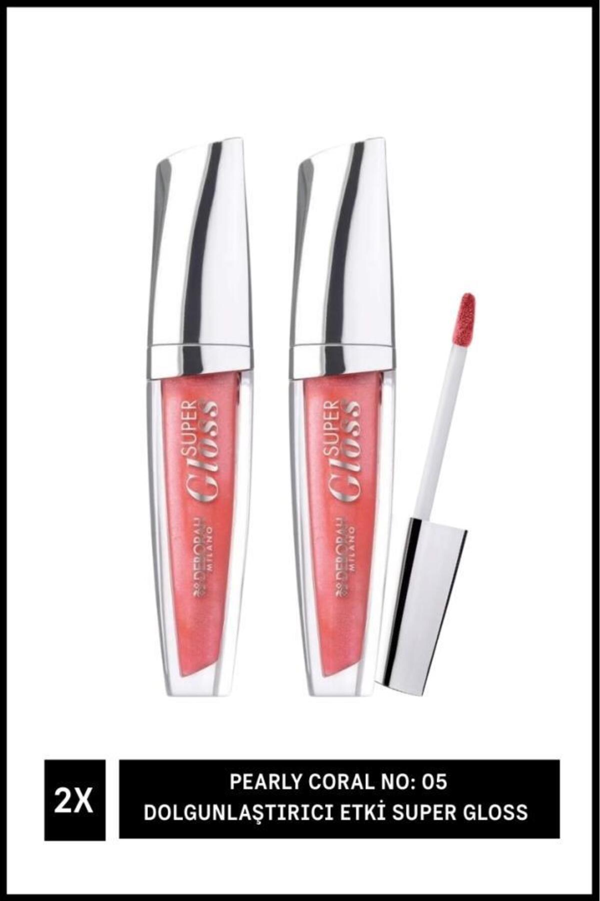 برق لب دبورا Deborah Milano Pearly Coral شماره 05، اثر حجم‌دهنده، Super GlossX2 صورتی