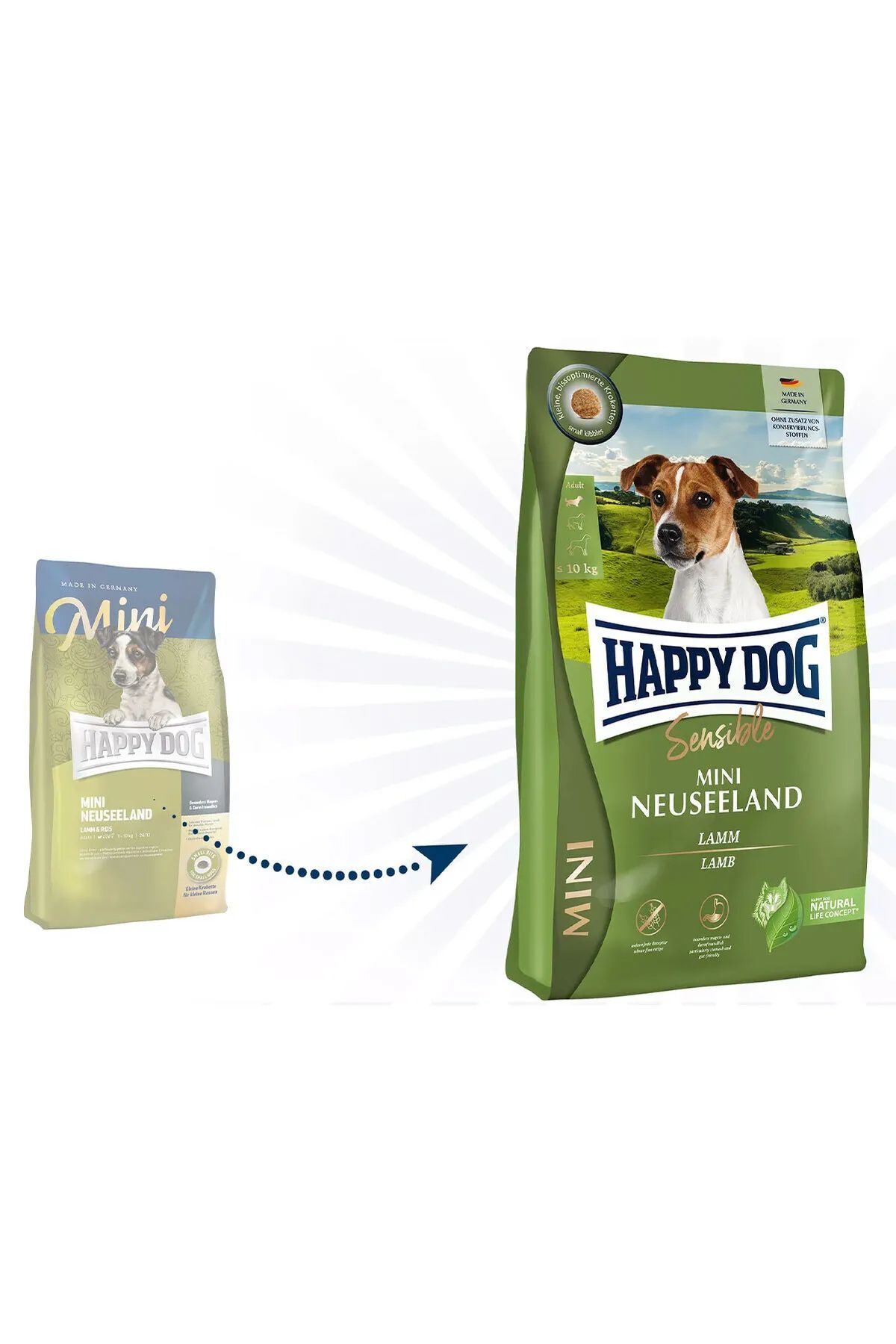 غذای خشک سگ بالغ نژاد کوچک هپی داگ Happy Dog Mini Neuseeland، ۴ کیلوگرم