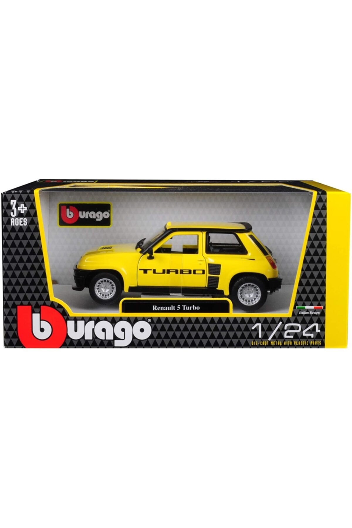 مدل خودرو RENAULT 5 TURBO 1982 MODEL کلاسیک CAR 1 24 SCALE زرد اورجینال Burago