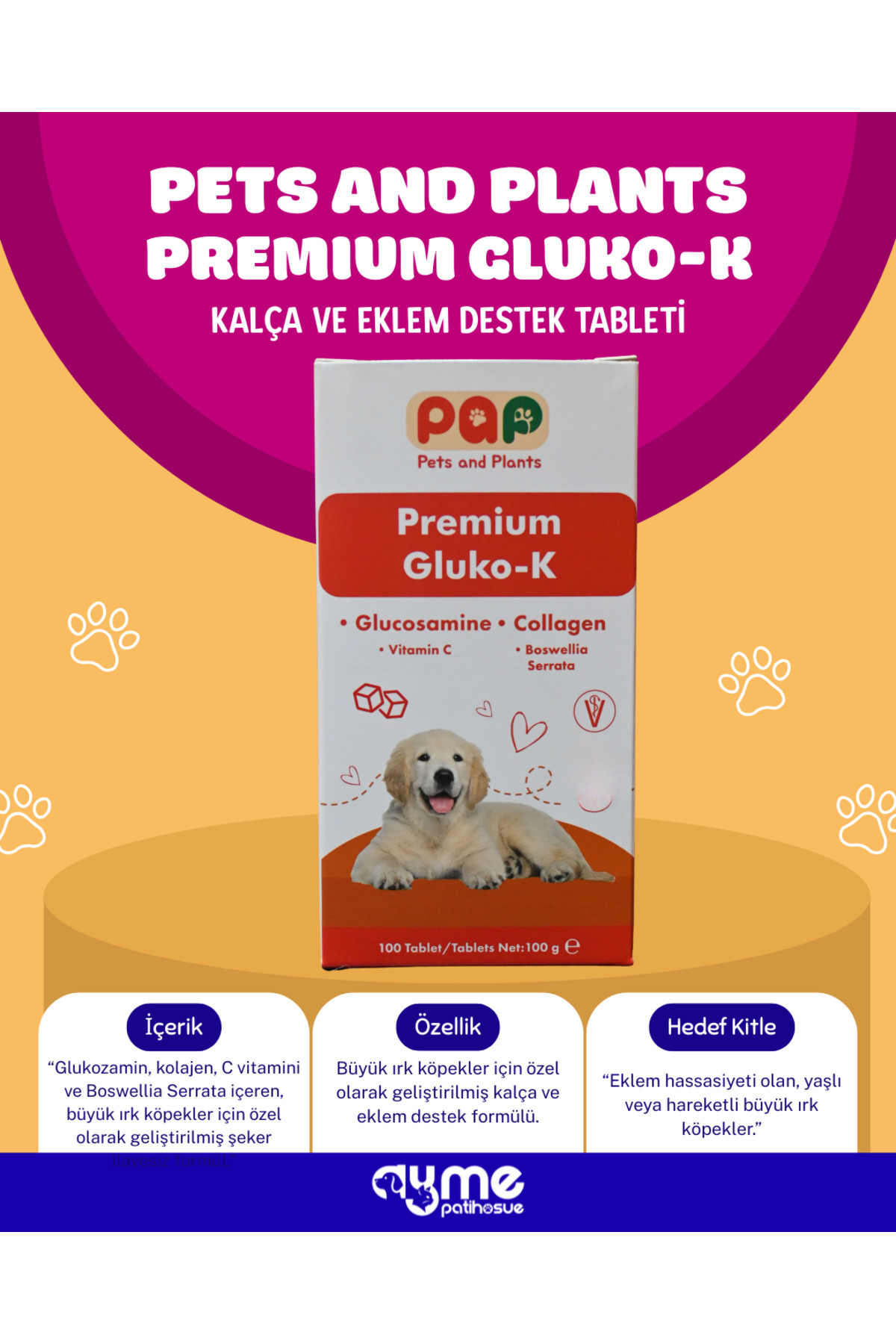 محصول سلامت مفاصل و لگن سگ‌های نژاد بزرگ Gluko-K از پتس اند پلنتس Pets and Plants