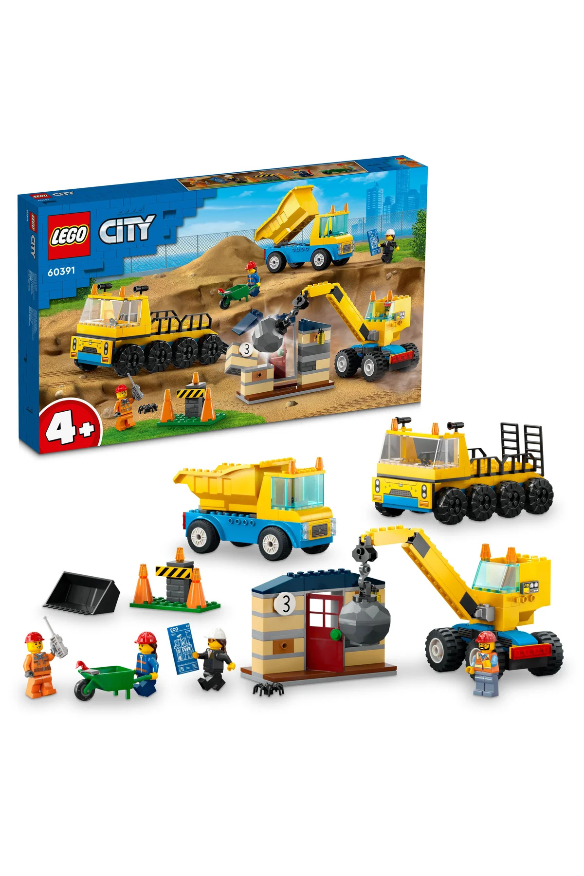 LEGO لگو کامیون های ساخت و ساز شهری و جرثقیل توپ خراب 60391