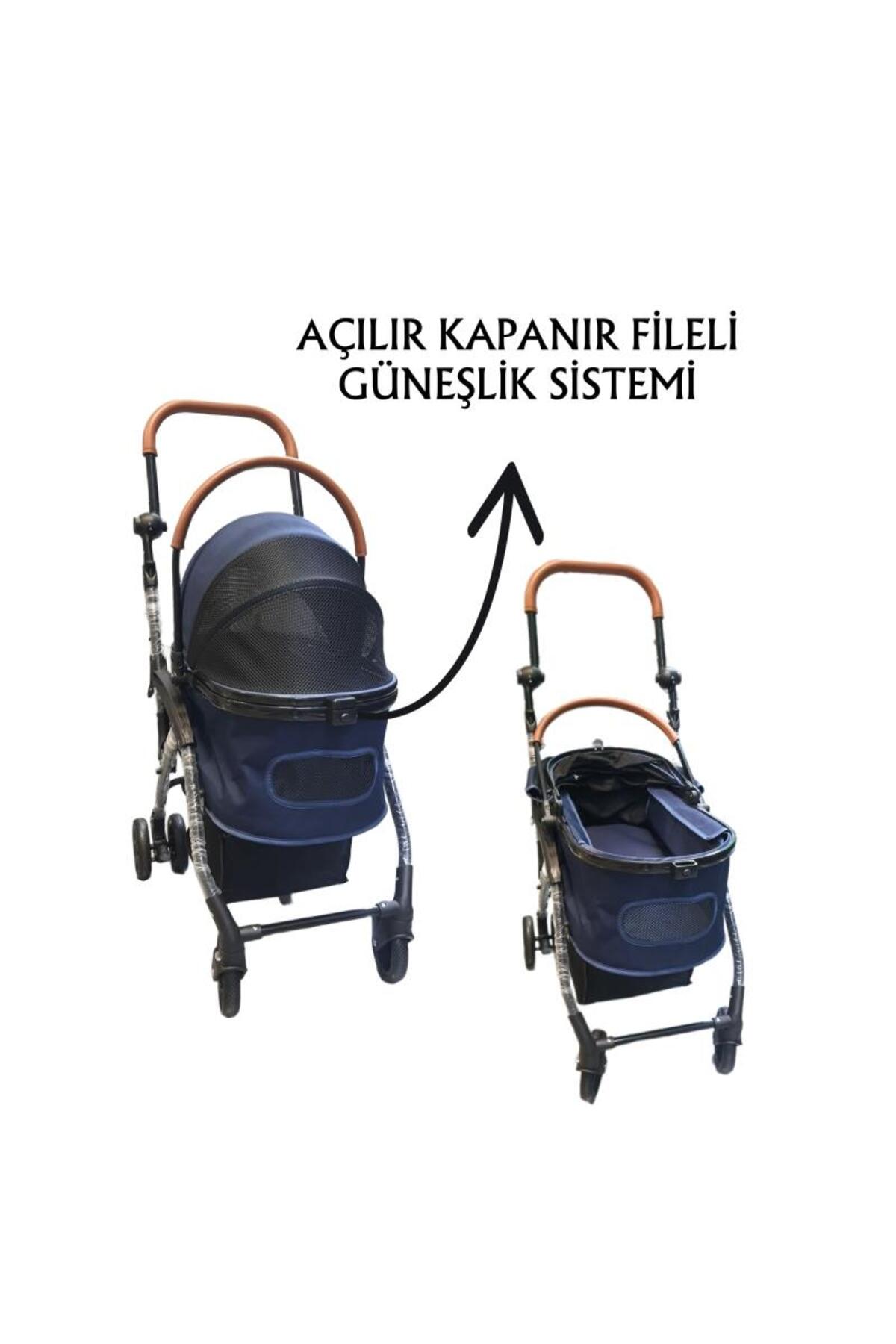 کالسکه گربه و سگ دوکاره تامی Tommy، سرمه‌ای، مدل KP.07023، 76.5×48×99 سانتی‌متر 15 Kg