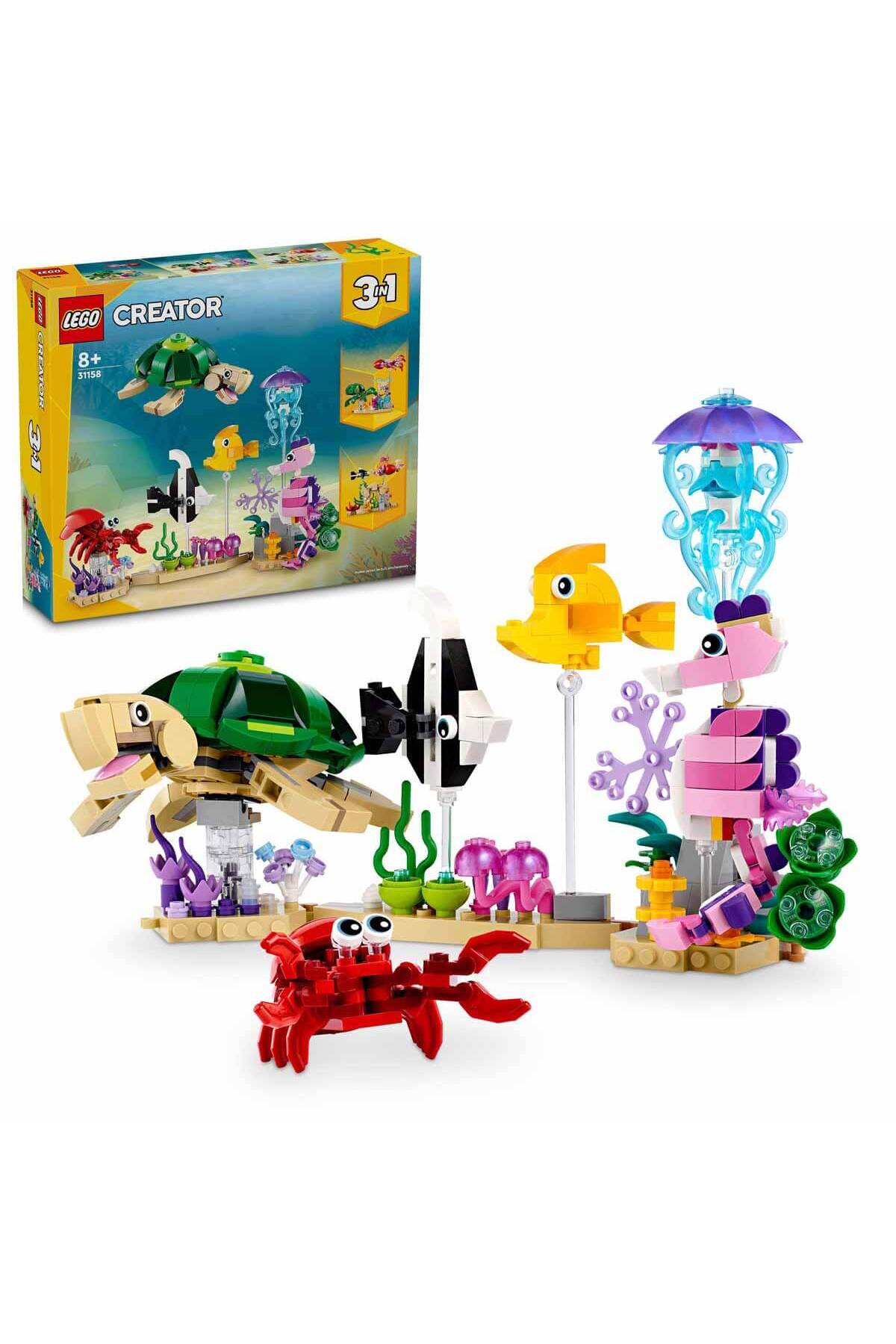 لگو و اسباب بازی های ساخت محور CREATOR SEA ANIMALS 31158 ماهی لاک پشت خاله برای کودکان 8 سال به بالا اورجینال LEGO