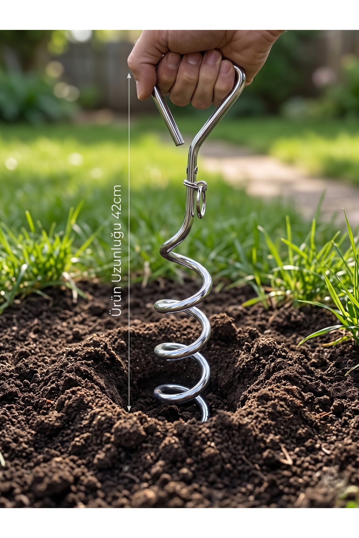 میخ مهار باغی سگ تاسما مارکت Tasma Market مدل 510-6699، ۴۲ سانتی‌متری نقره‌ای