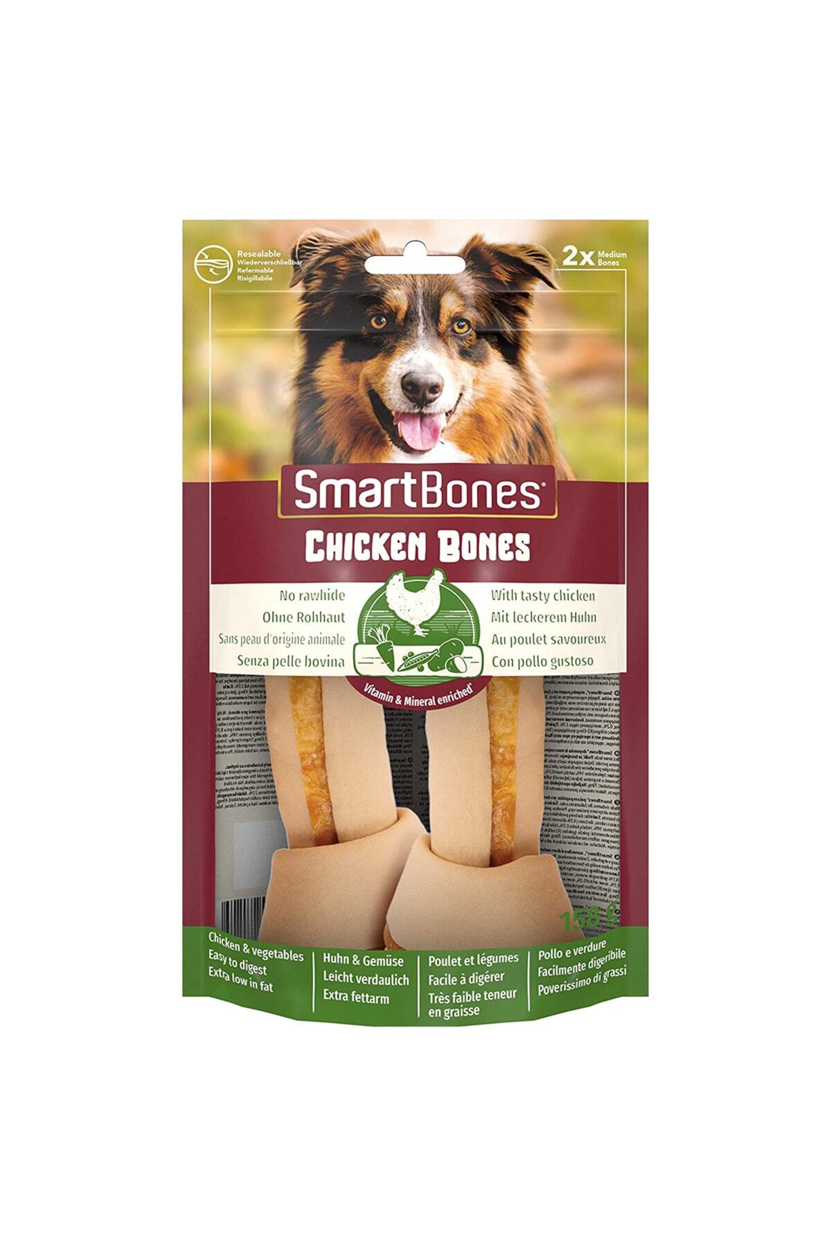تشویقی استخوانی سگ اسمارت‌بونز SmartBones 8in1، طعم مرغ، متوسط، ۲ عددی، ۱۵۸ گرم