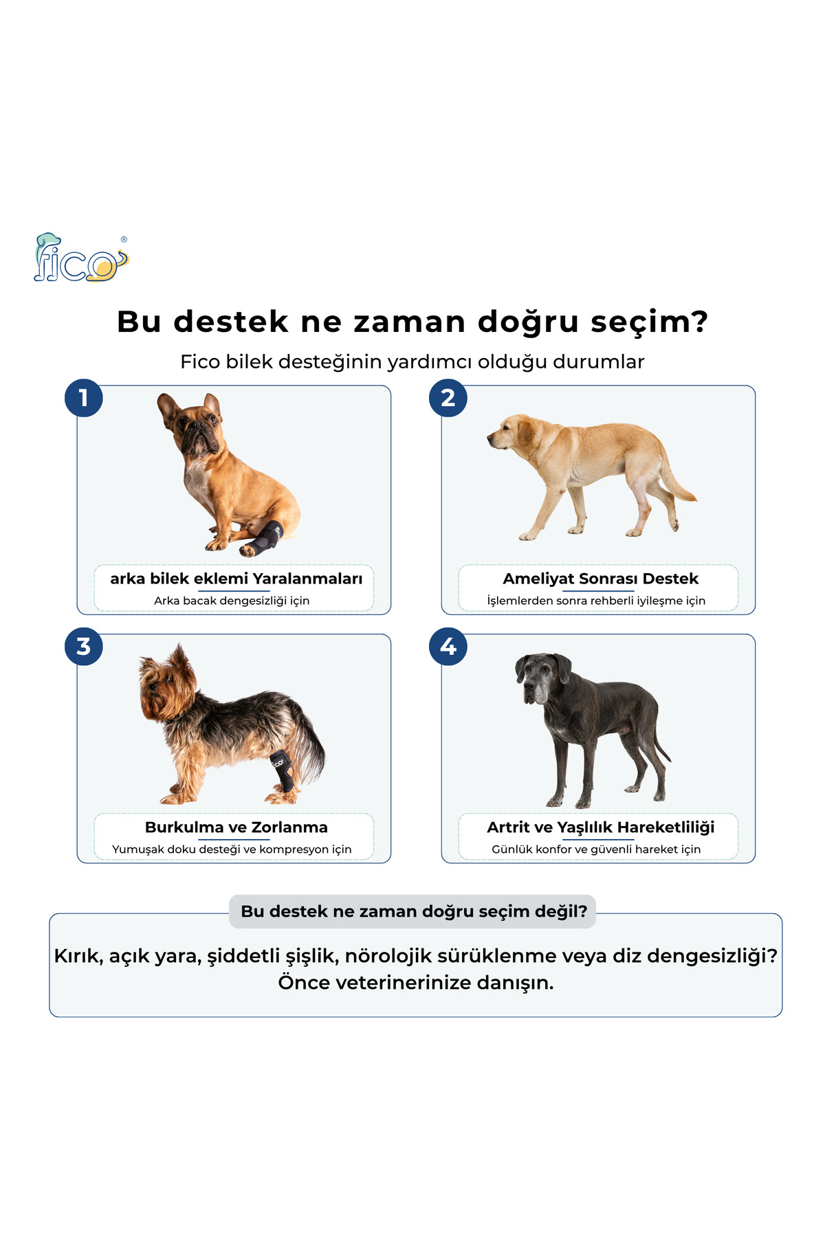 ارتز مچ پای عقب سگ فیکو پتس Fico pets، مدل HB، پارچه‌ای سرمه‌ای