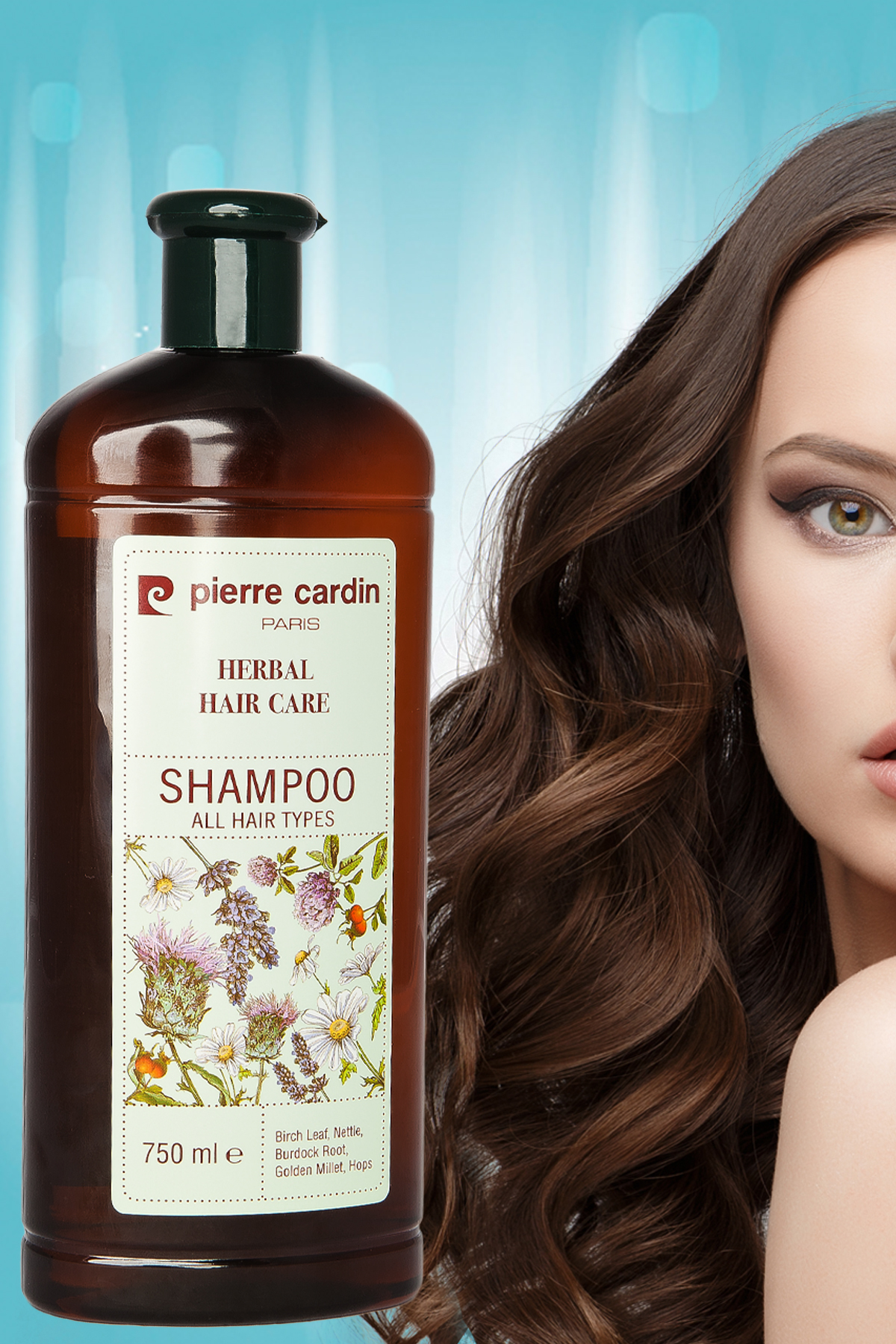 شامپوی گیاهی 750 میلی لیتری مناسب برای تمام انواع مو پیررا کاردین Pierre Cardin