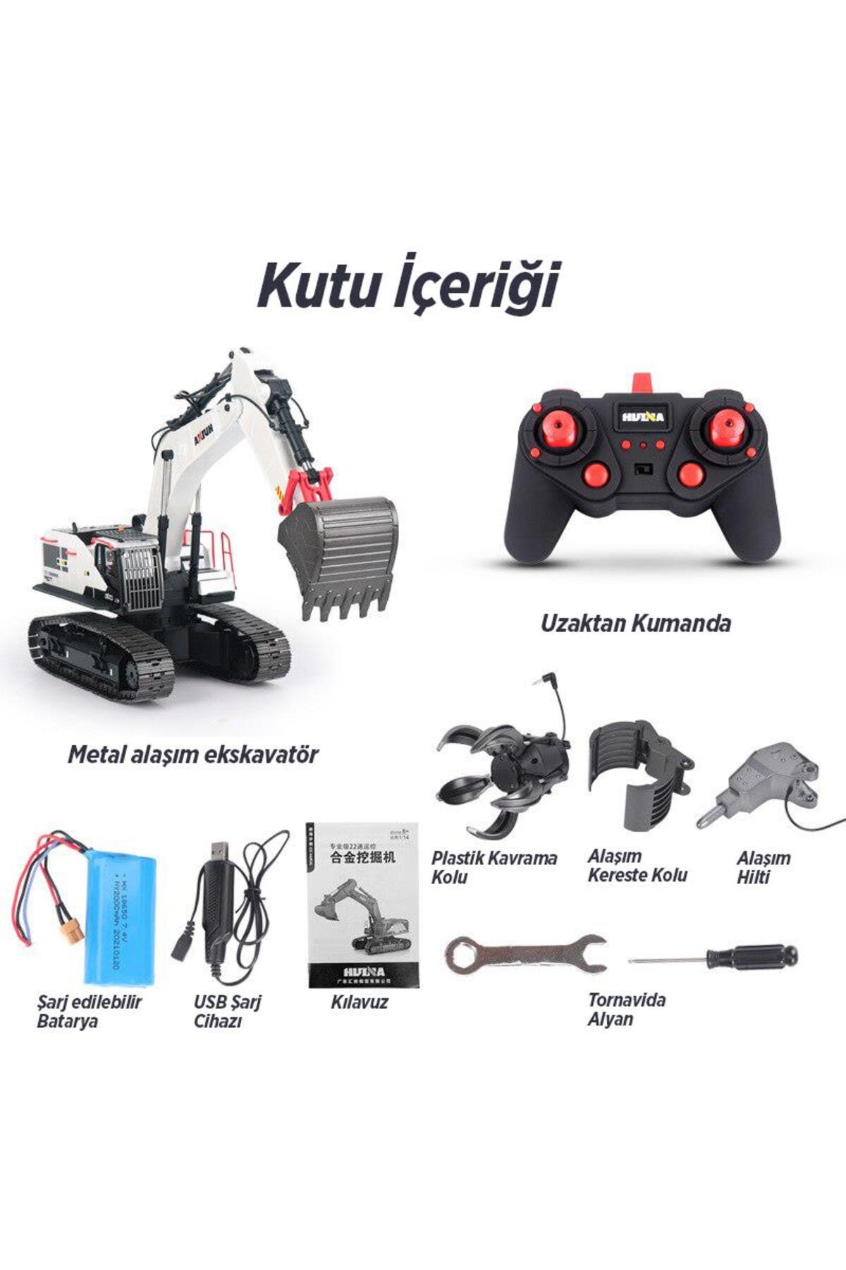 ماشین آلات ساختمانی کنترل از راه دور بیل مکانیکی فلزی HUINA 1594 1 14 ترکیه HobbyRcModels