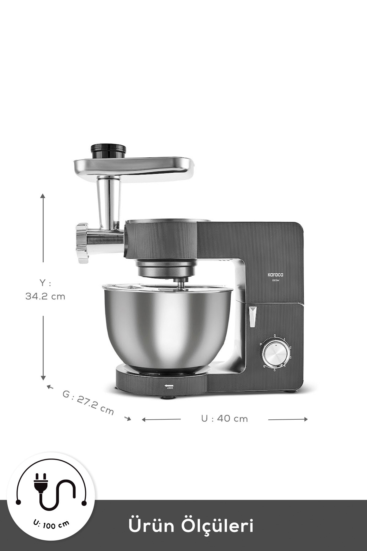 میکسر و ست پایه 7 لیتری آنتراسیت MULTICHEF ULTRA 2000W اورجینال Karaca
