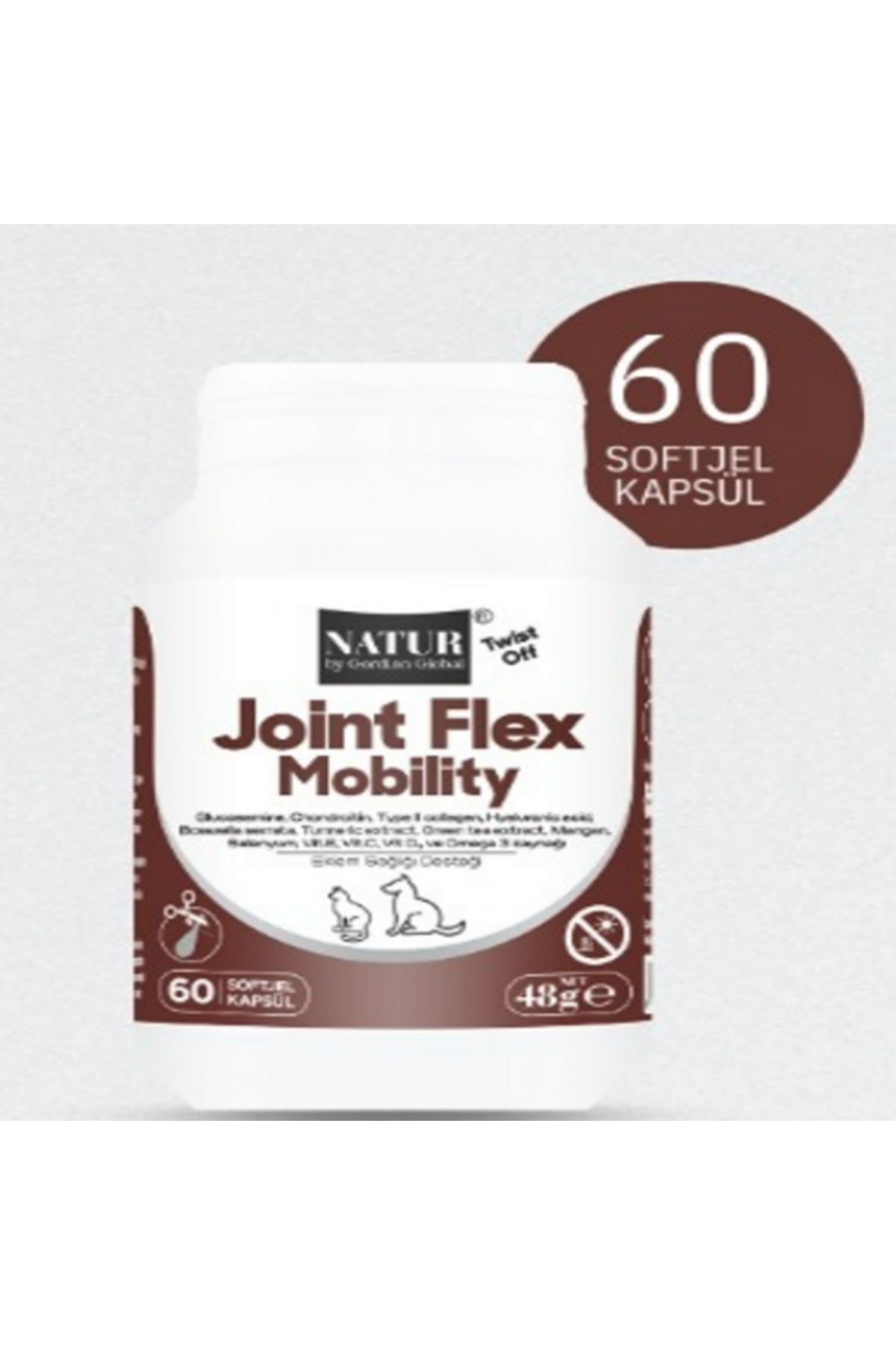 مکمل مفاصل و عضلات سگ و گربه ناتور Natür Natur Joint Flex Mobility، ۶۰ کپسول ژل نرم