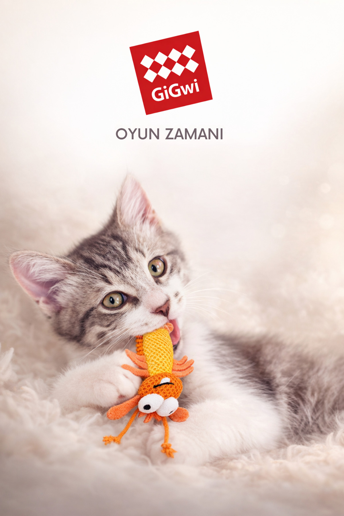 اسباب‌بازی دندان و لثه گربه گیگ‌وی GiGwi، طرح میگوی بافت‌دار، مدل 2090 نارنجی