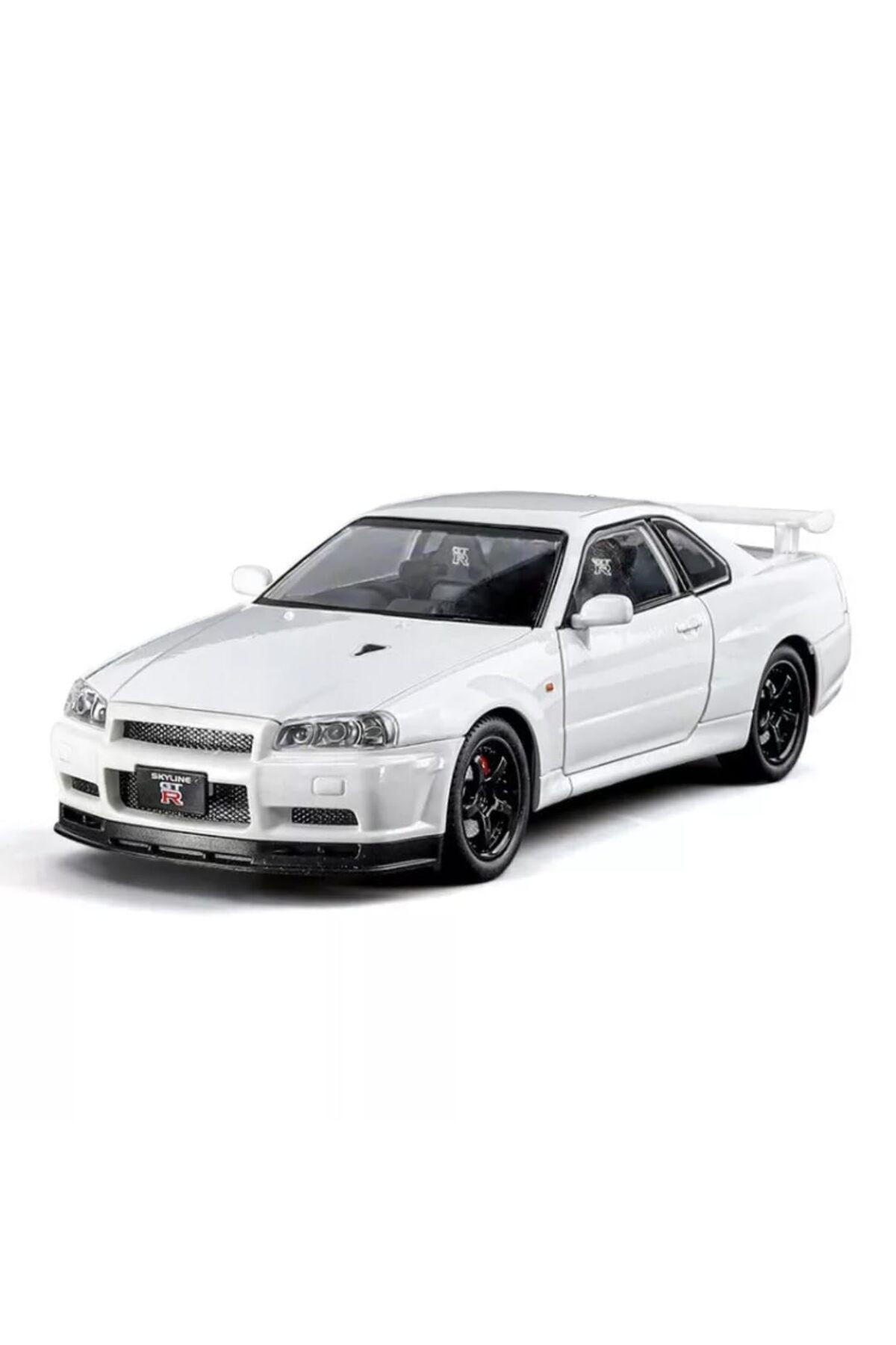 مدل خودرو NISSAN SKYLINE GTR R34 1:24 DIECAST METAL MODEL CAR COLLECTION سفید با صدا و نور اورجینال alpmodel