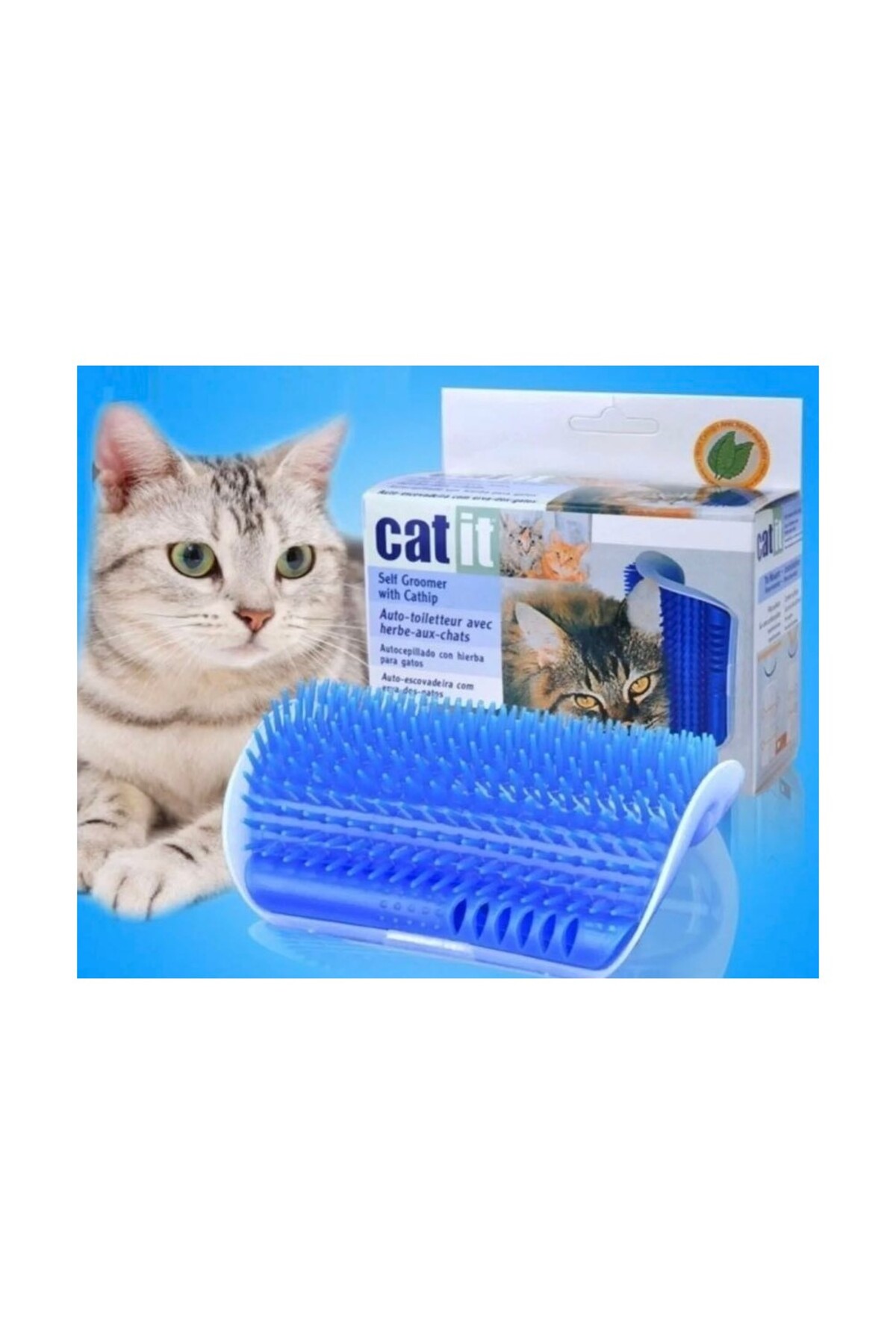 اسکرچر گربه کاتیت Catit با نعناع گربه‌ای، آبی، ۱۳×۸٫۵ سانتی‌متر