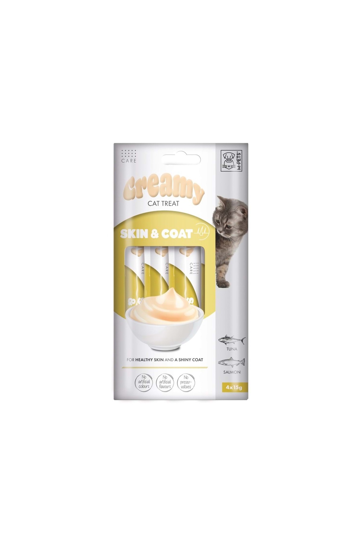 تشویقی کرمی گربه ام‌پتس M-PETS Skin & Coat، ۴×۱۵ گرم