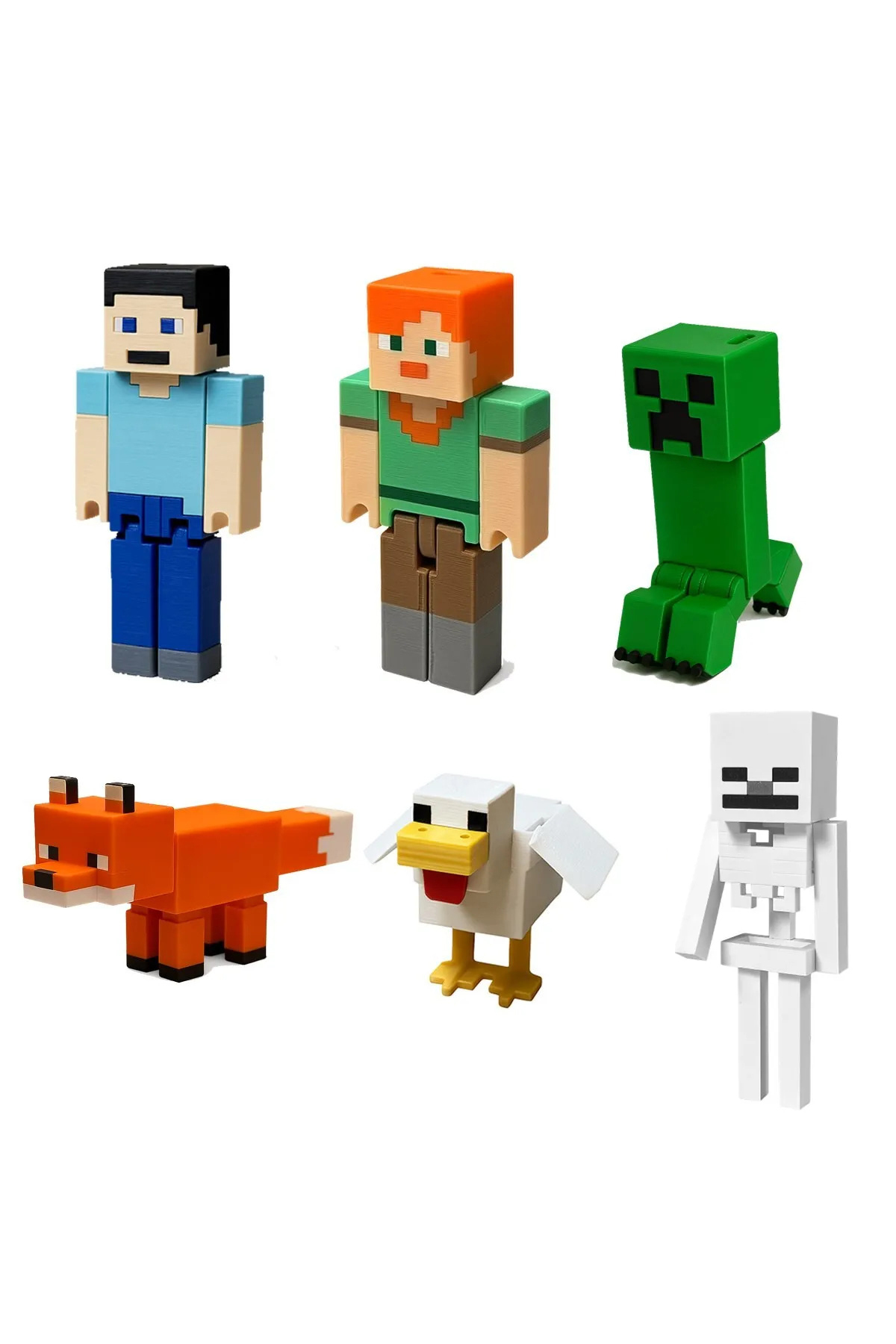 اسباب بازی های فیگور دیگر ست استارتر ماجراجویی MINECRAFT استیو الکس کریپر اسکلت روباه مرغ FigürDizayn