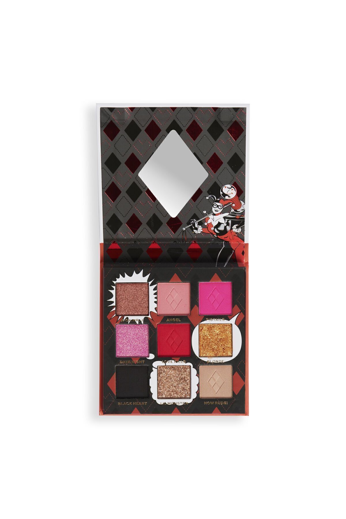 سایه چشم DC X HARLEY QUINN REBEL HEART EYESHADOW PALETTE پالت چراغ جلو Revolution