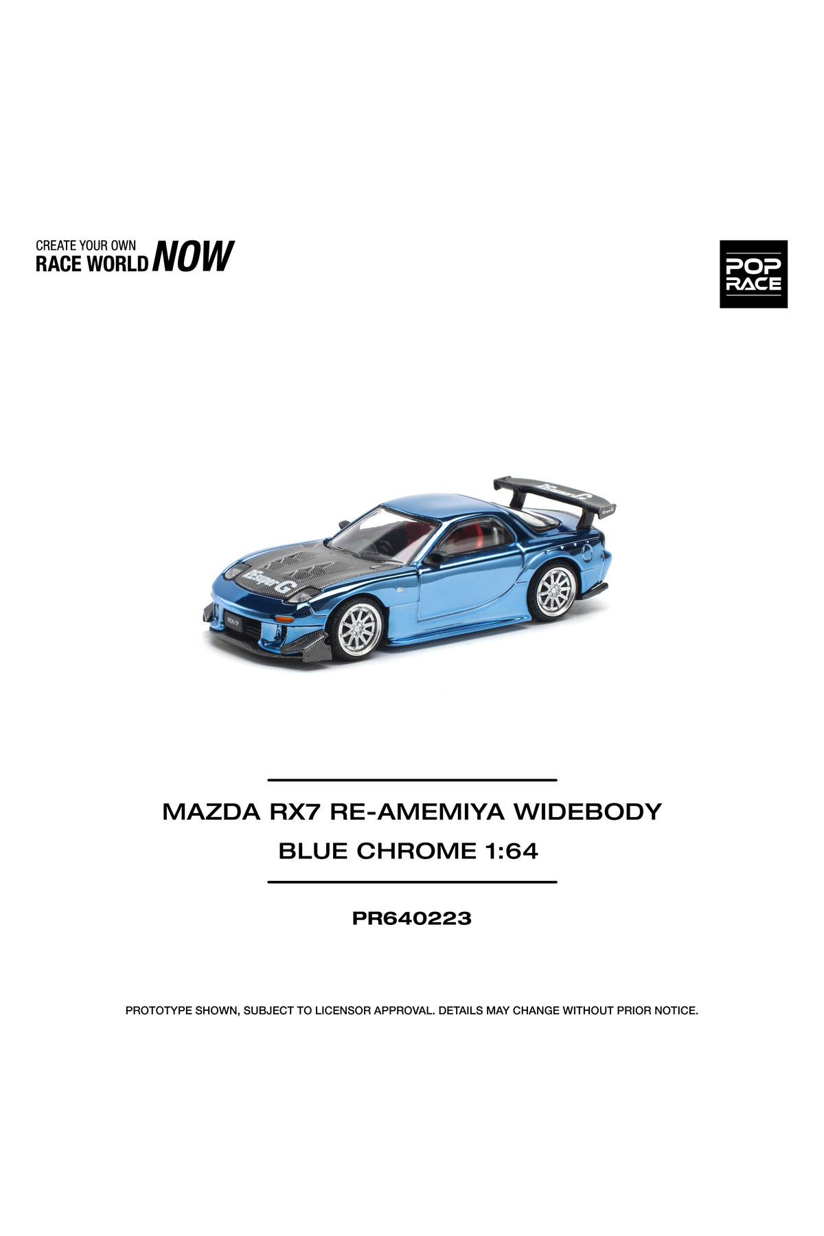 مدل خودرو 64 مزدا RX7 RE AMEMIYA WIDEBODY BLUE CHROME از ترکیه pop race 1