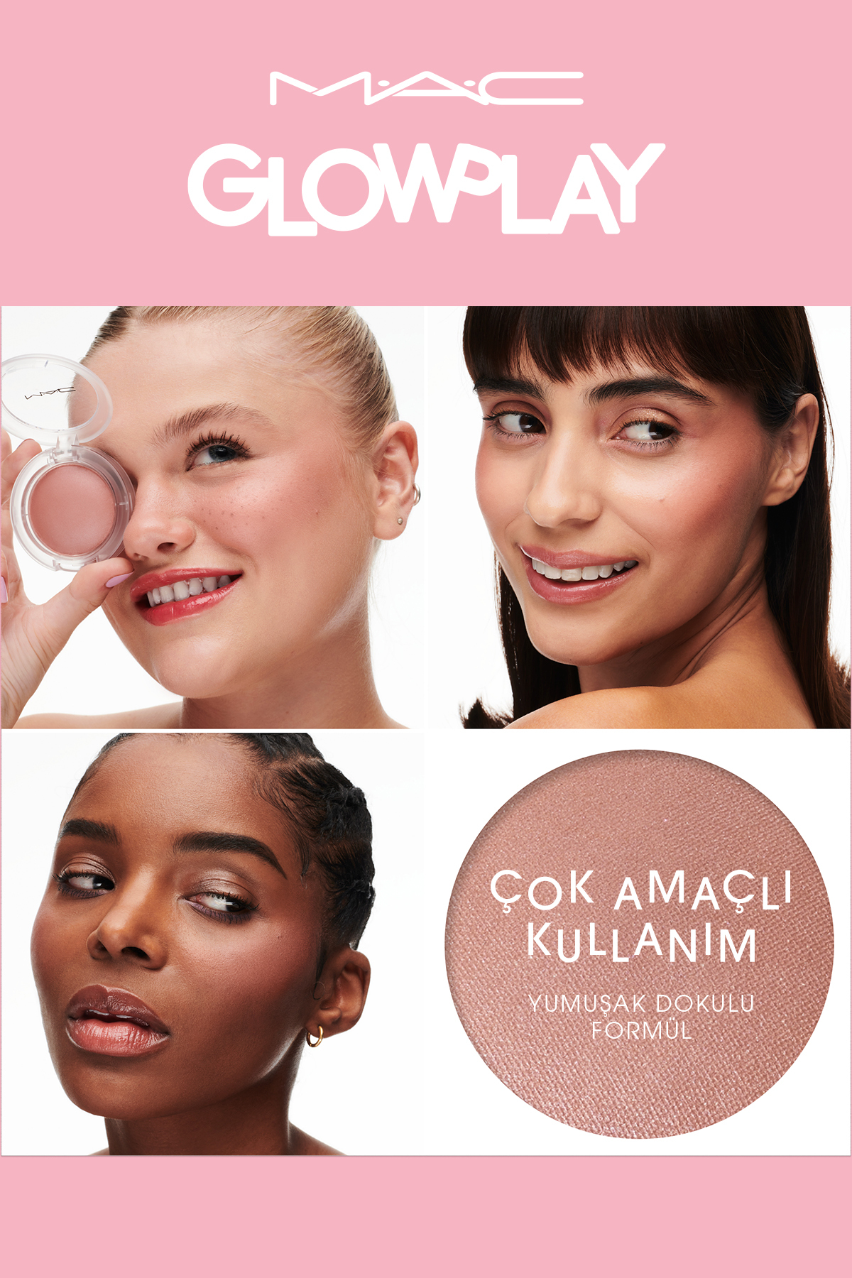 رژگونه لطفا بازی درخشش با رنگ نرم و مایل به آبی Mac