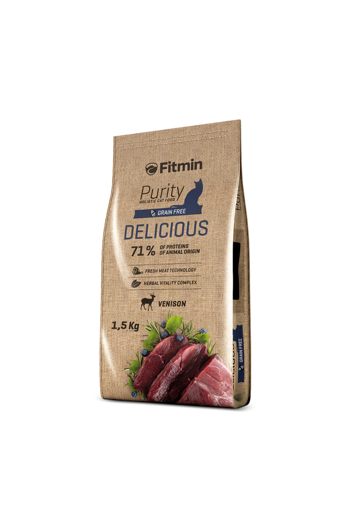 غذای خشک گربه فیت‌مین Fitmin Purity Delicious با گوشت شکار تازه، ۱٫۵ کیلوگرم 1,5 Kg