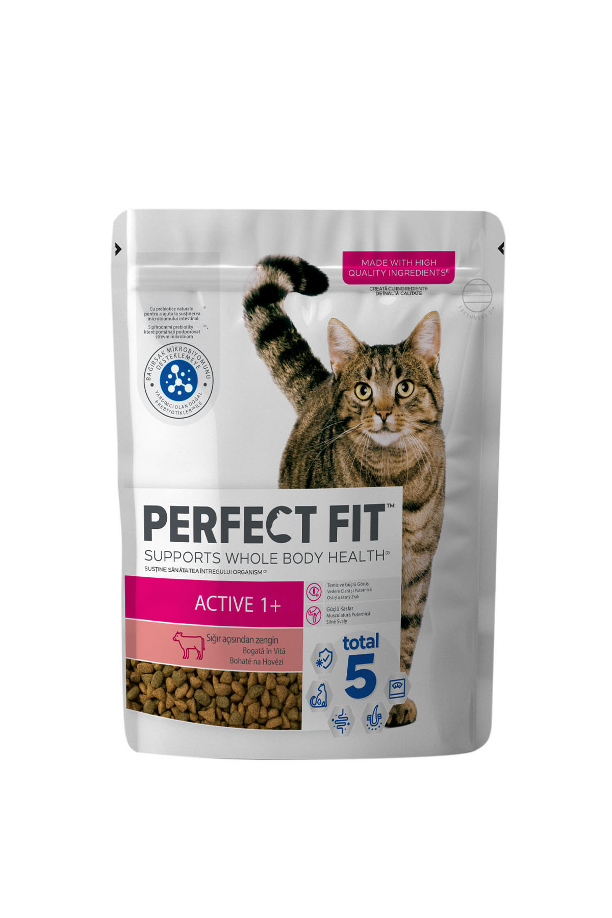 غذای خشک گربه بالغ با طعم گوشت گاو Active، ۷۵۰ گرم