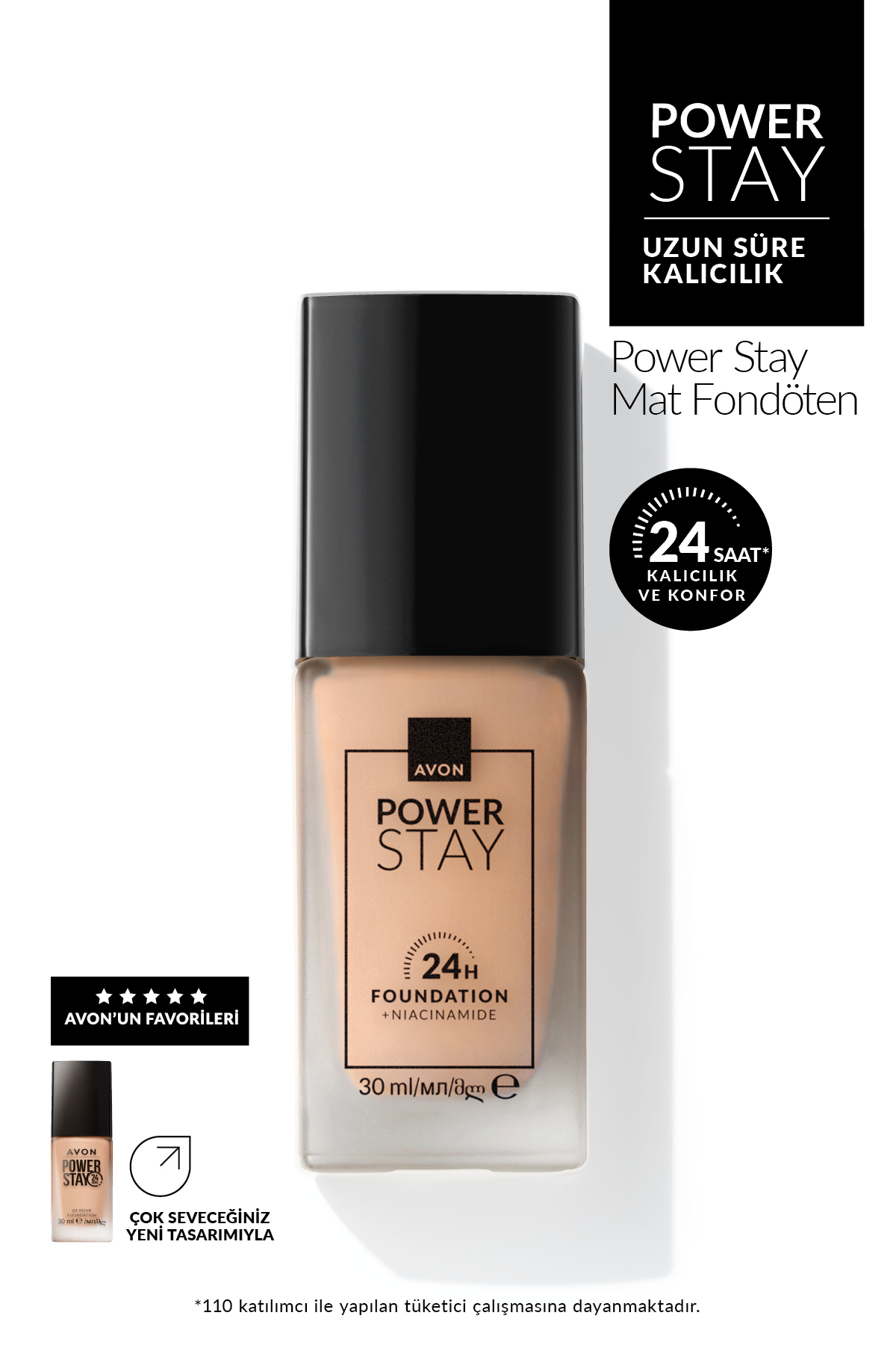 کرم پودر مات Power Stay مدل 230N رنگ کرمی طبیعی آون Avon