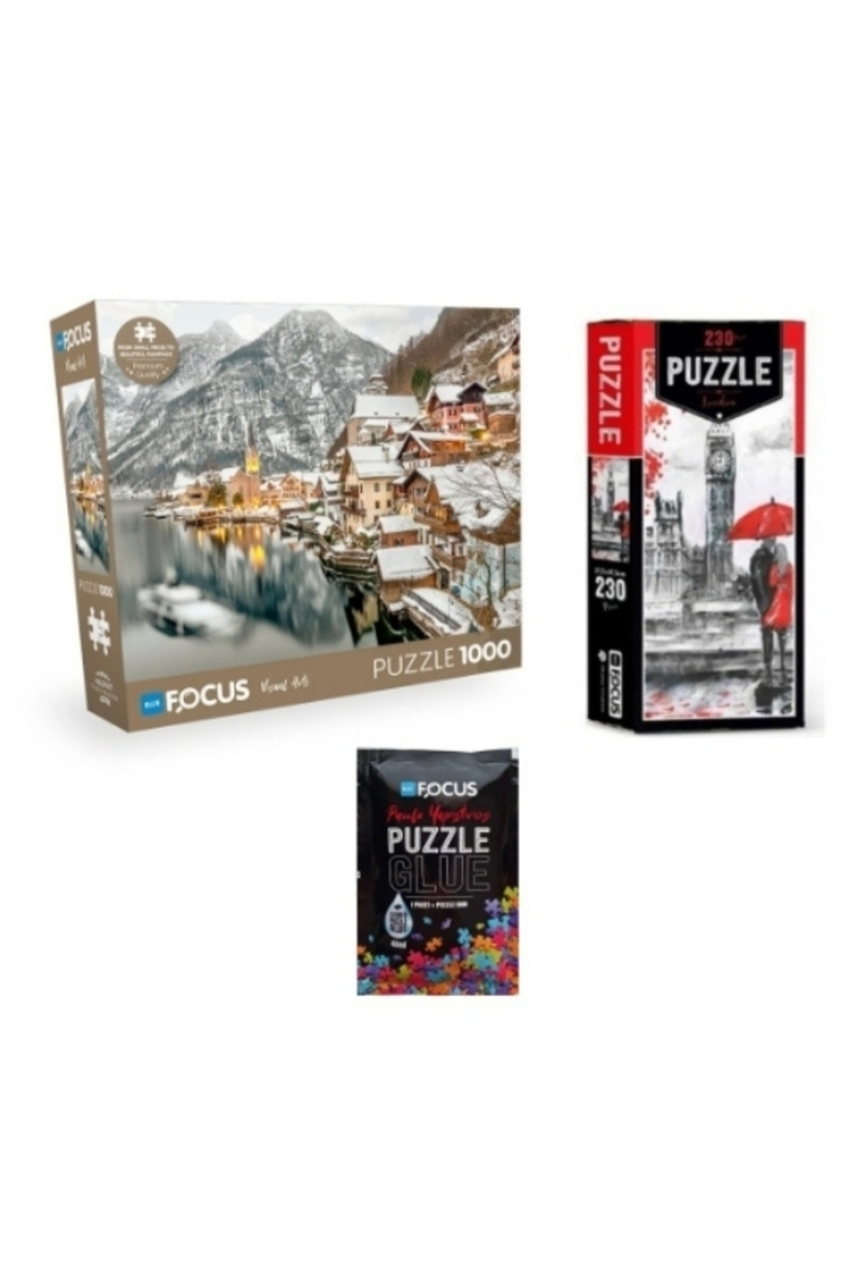 پازل 3 SET 1000 قطعه هالستات + 230 لندن چسب اورجینال Blue Focus