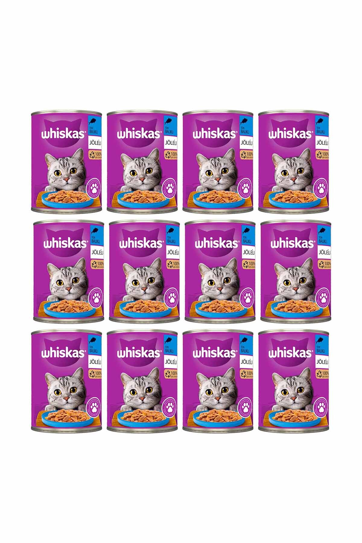 غذای تر کنسروی گربه ویسکاس Whiskas با طعم ماهی تن، ۱۲ قوطی ۴۰۰ گرمی