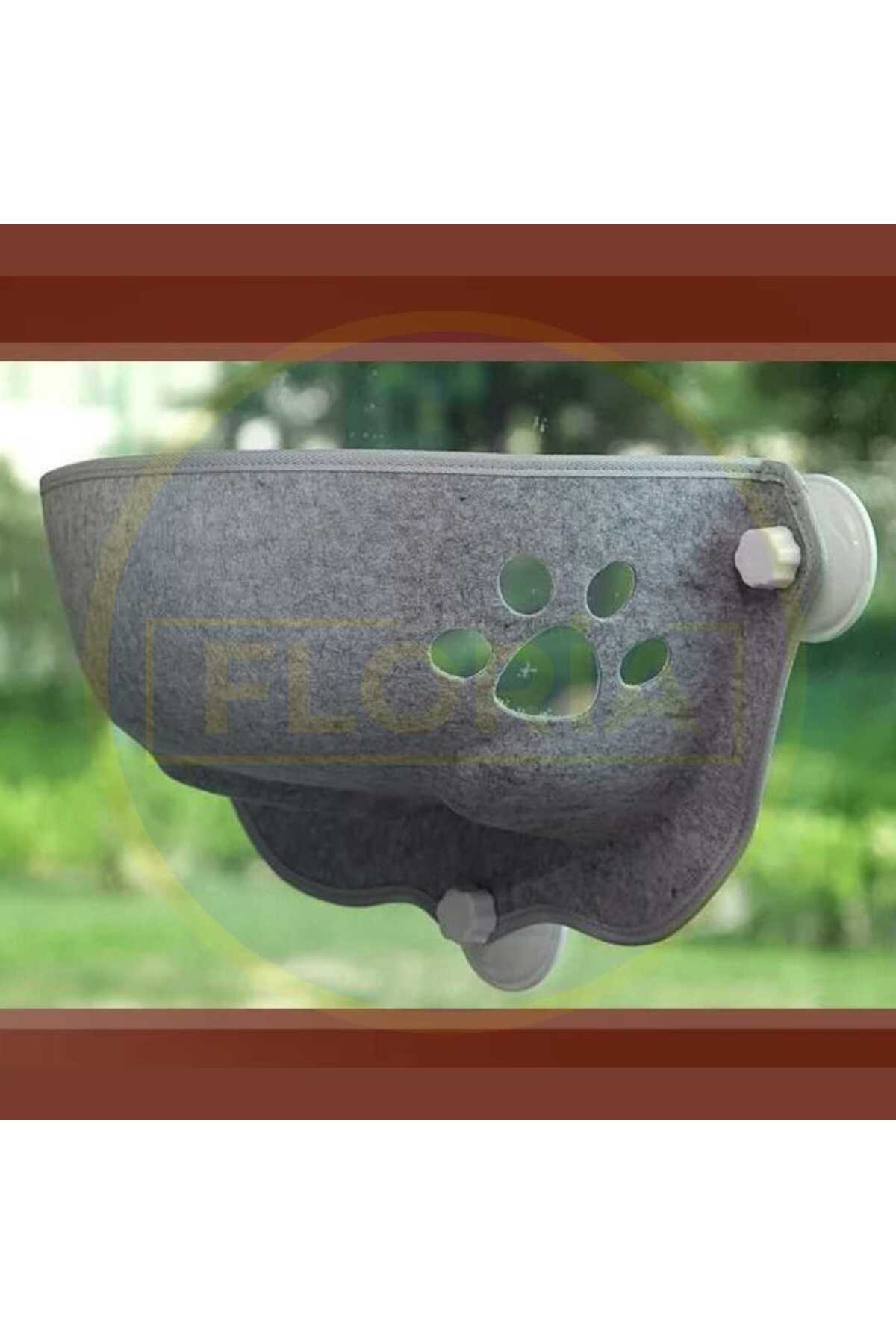تخت هموک پنجره‌ای گربه نمدی فلوریا Floria، مدل petbed، همراه بالش پولیشی خاکستری 15kg