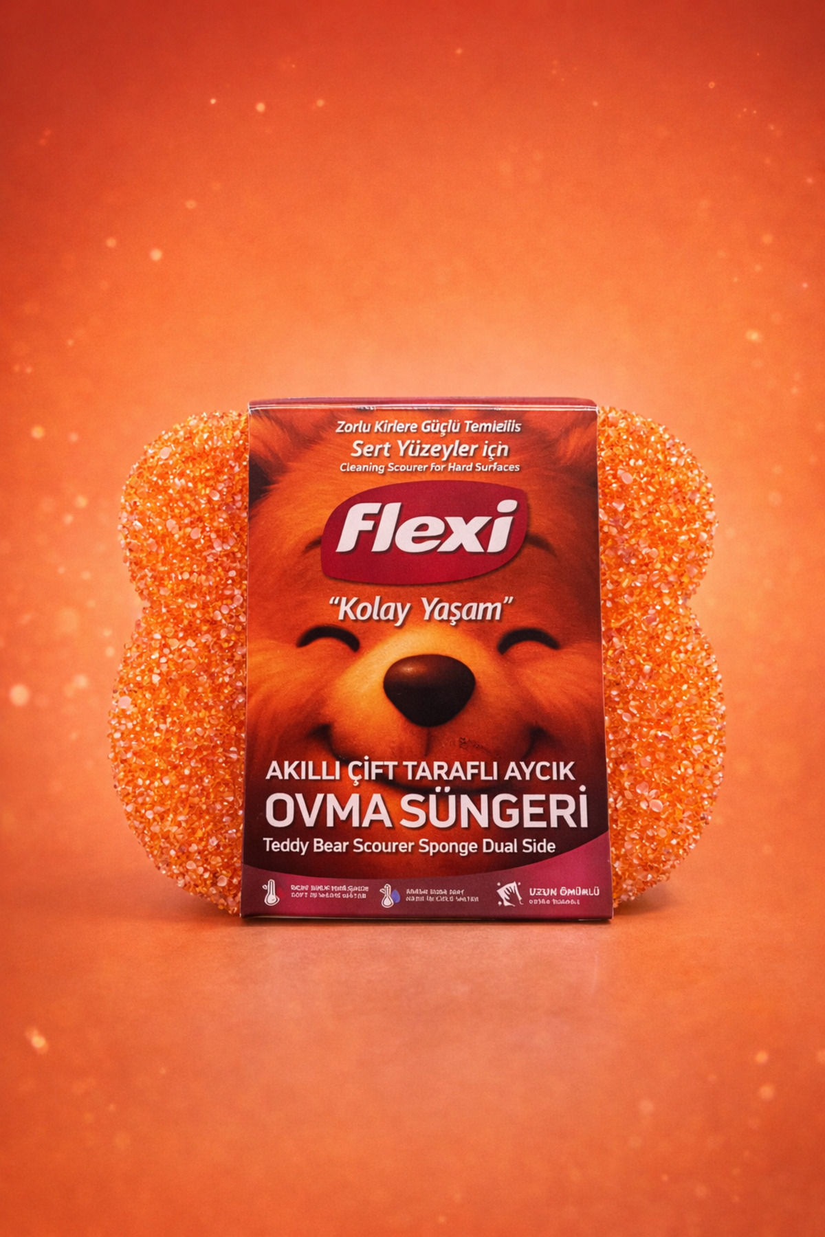 اسفنج سابنده دوطرفه طرح خرس عروسکی فلکسی Flexi، نرم در آب گرم و سفت در آب سرد