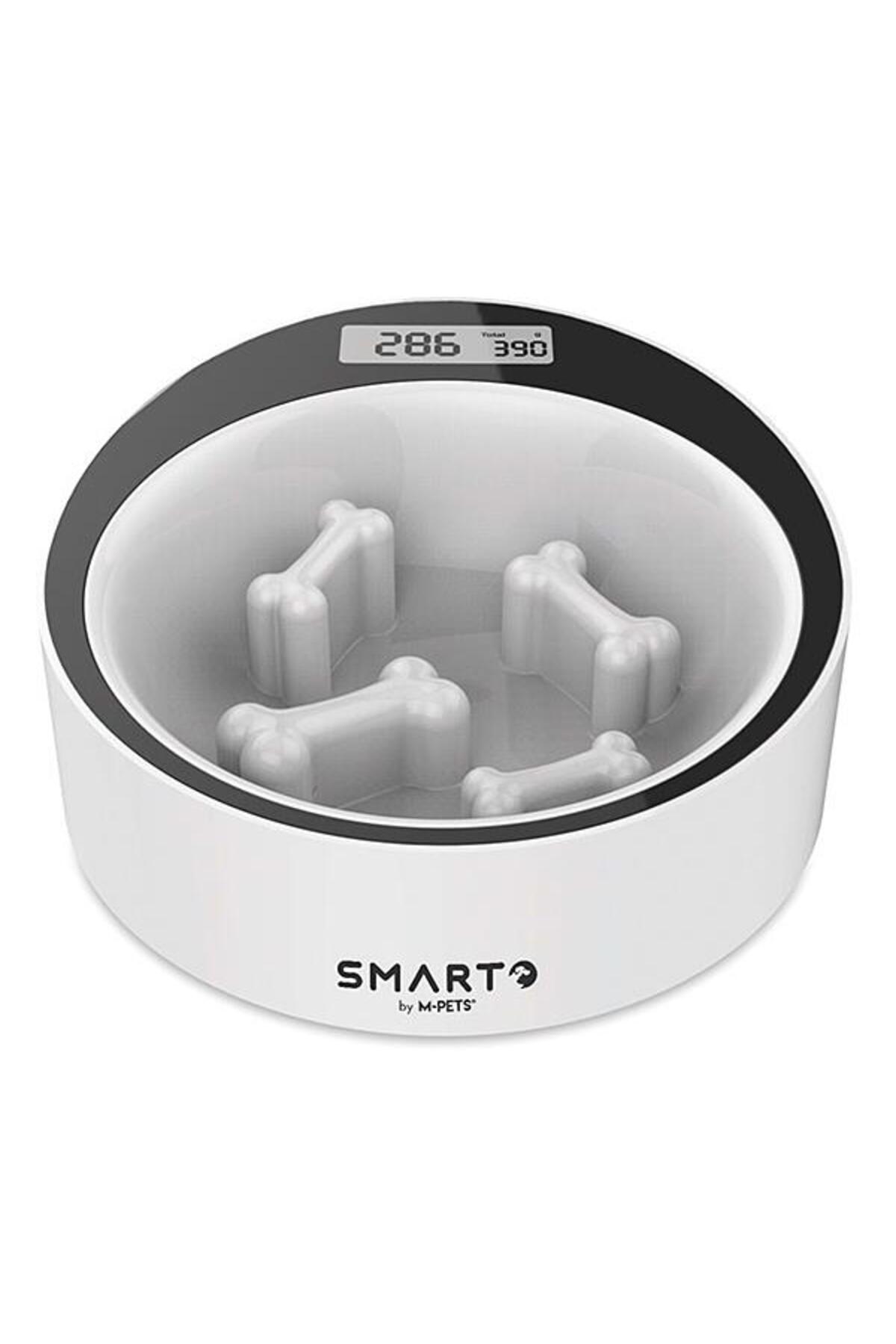 ظرف غذای آهسته‌خور با ترازوی دیجیتال ام‌پتس M-PETS Smarto M1100، سفید، ۴۲۶ میلی‌لیتر