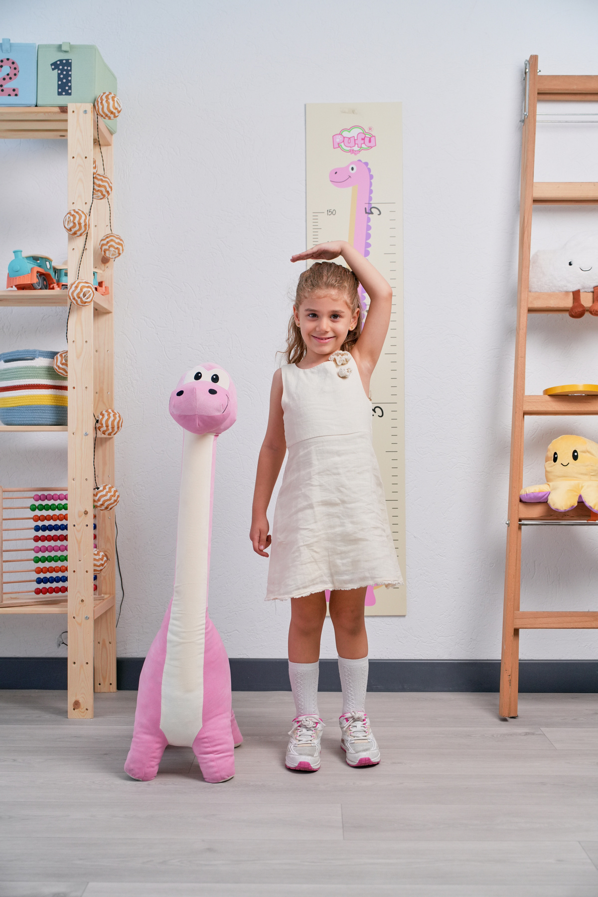 اسباب بازی های پشمی دایناسور PLUSH PILLOW صورتی 1 متر از ترکیه Pufu Toys
