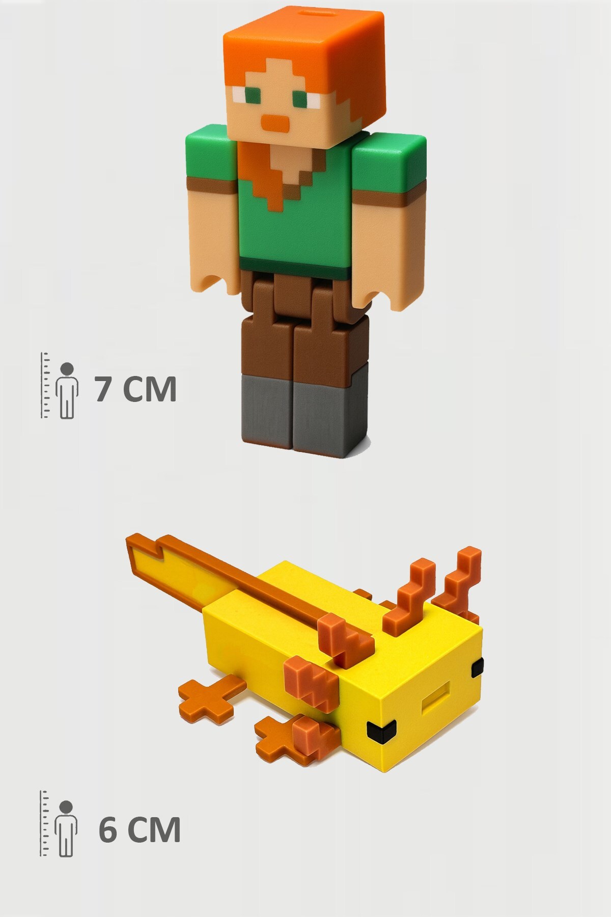 اسباب بازی های فیگور دیگر MINECRAFT ALEX AND YELLOW AXOLOTL SET MOVABLE JOINTED FigürDizayn