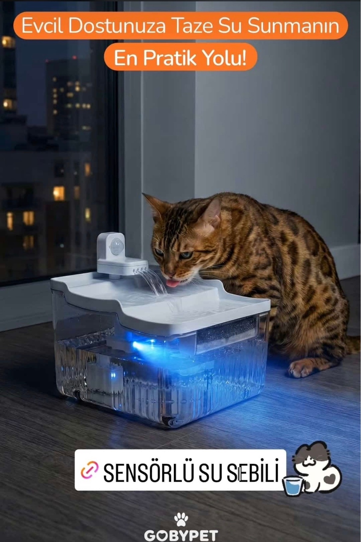 آبخوری سنسوردار گربه گوبی‌پت GOBYPET، سفید