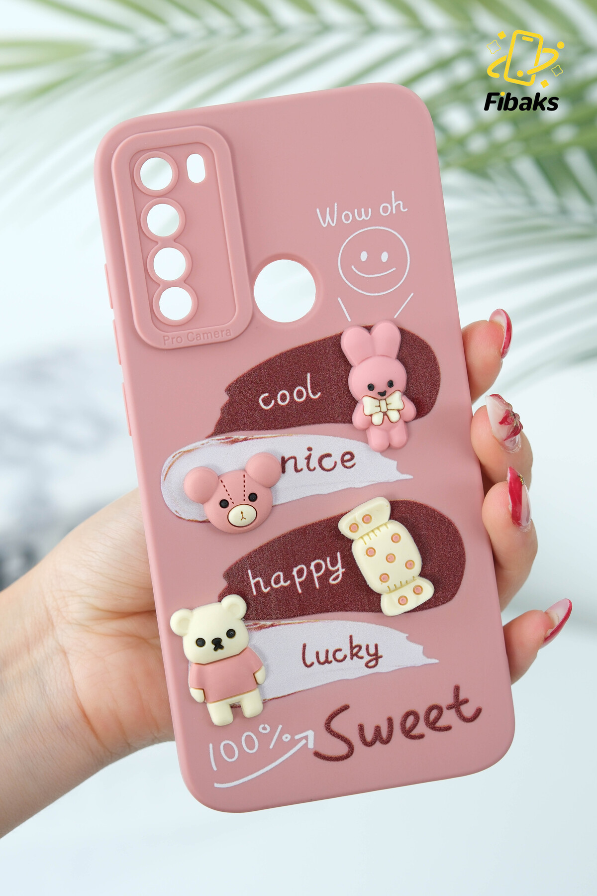 کاور و قاب محافظ ردمی نوت 8 با طرح دوربین طراحی شده پوشش سیلیکونی نرم RABBIT PINK فیبکس Fibaks