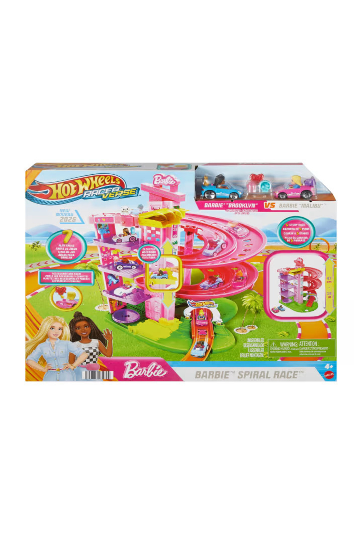 ماشین اسباب بازی RACERVERSE BARBIE PLAYSET 'MALIBU' و 'BROOKLYN' با های JDD65 HOT WHEELS
