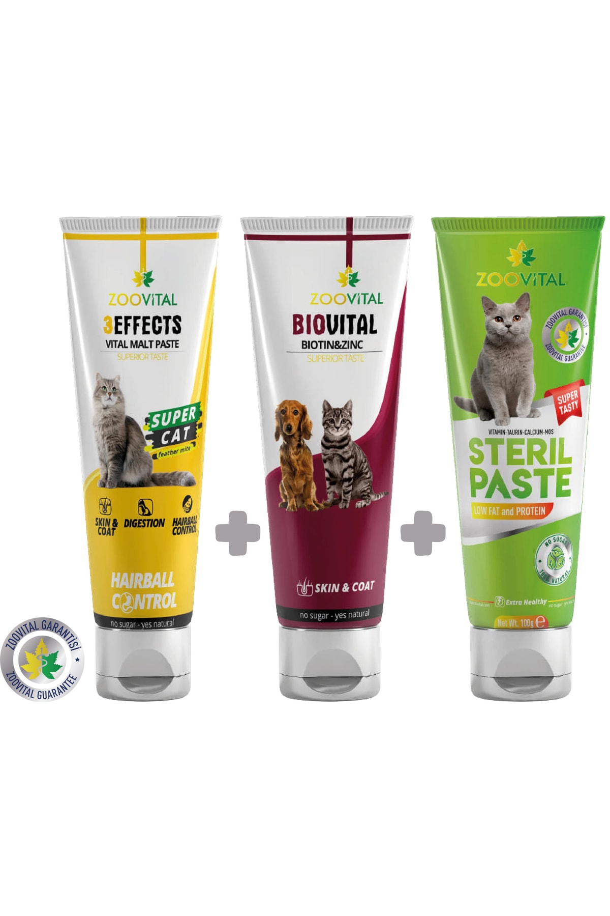 مجموعه خمیر گربه زووویتال Zoovital، مالت، بیوتین و Steril، هرکدام ۱۰۰ گرم