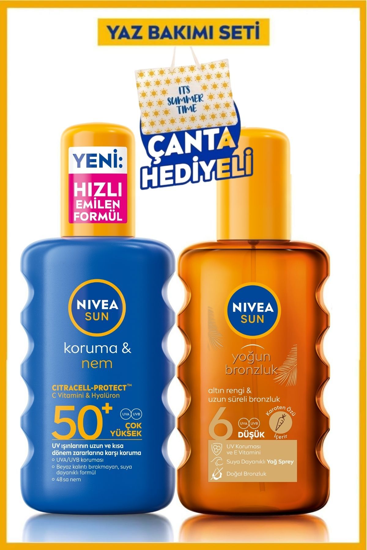 NIVEA اسپری ضد آفتاب مرطوب کننده SPF50 با 200 میلی لیتر روغن آفتابگردان کاروتن 200 میلی لیتر