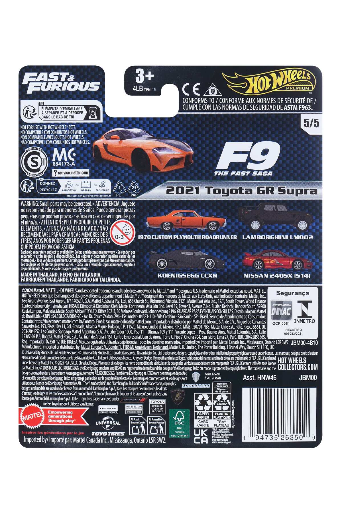 مدل خودرو FAST FURIOUS 2021 TOYOTA GR SUPRA HNW46 JBM00 اورجینال HOT WHEELS