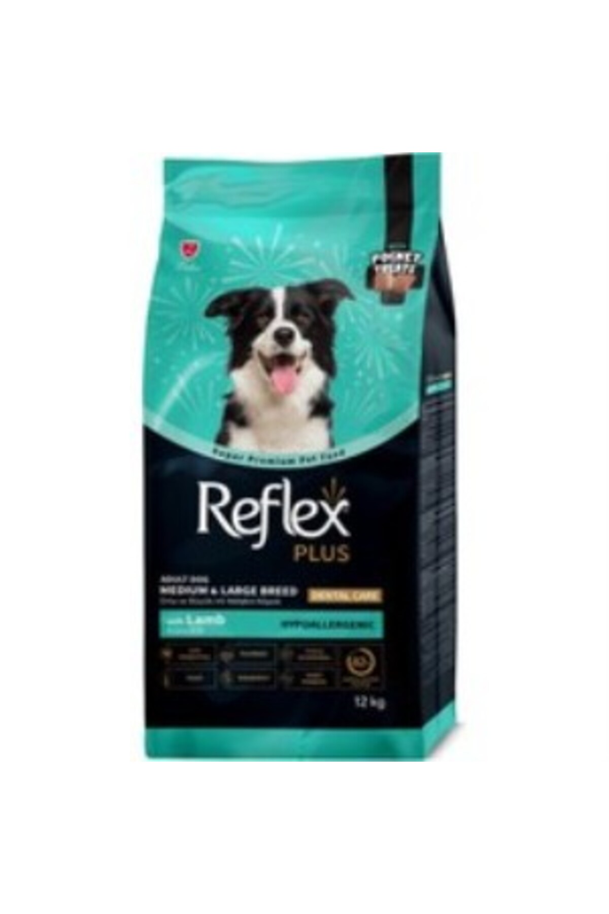 غذای خشک سگ بالغ نژاد متوسط و بزرگ رفلکس Reflex Plus Pocket Treats با طعم بره، ۱۲ کیلوگرم