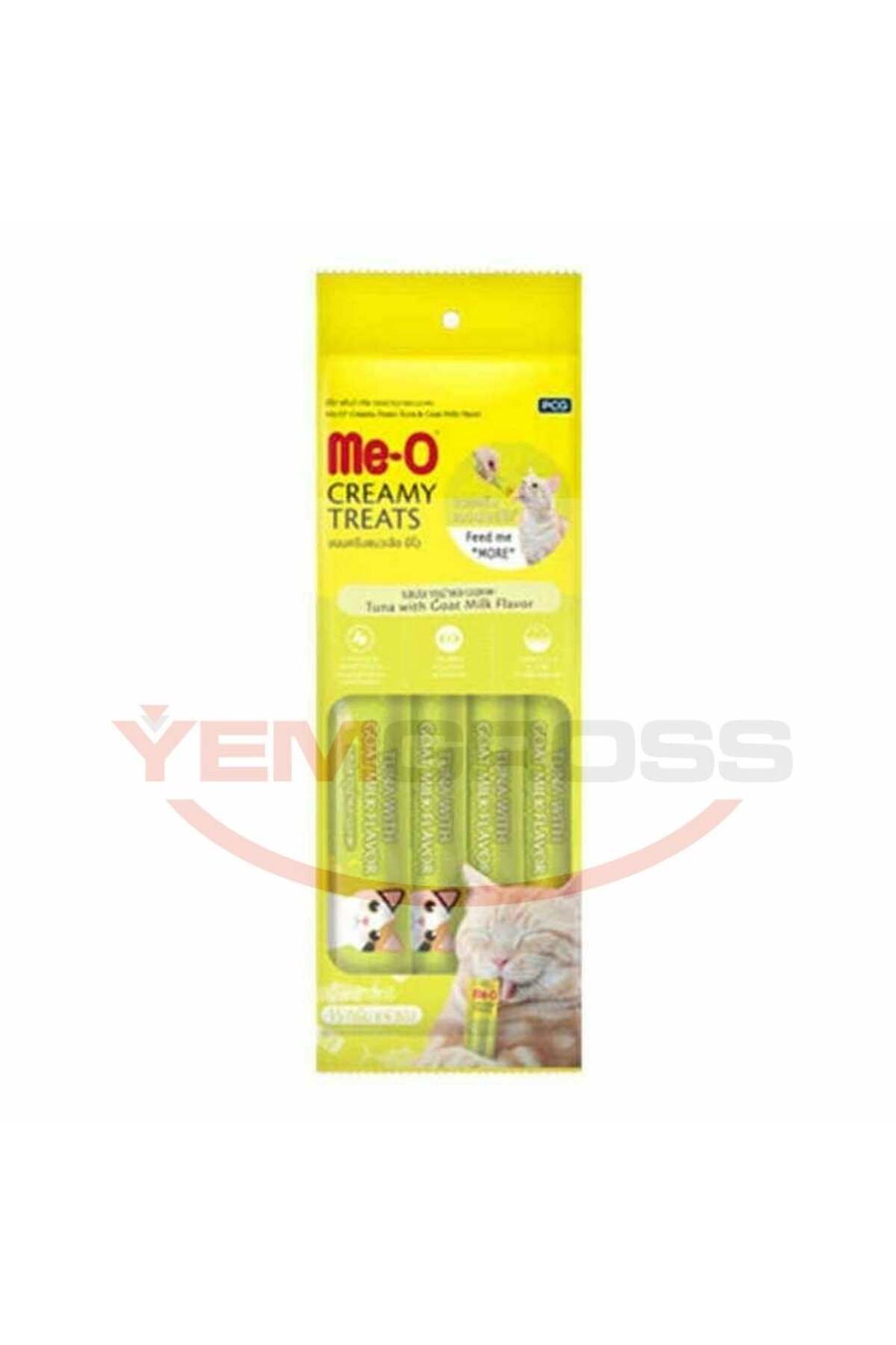 تشویقی ژله‌ای گربه می‌او me-o CreamyTreats با طعم ماهی تن و شیر بز، ۱۵ گرم × ۴