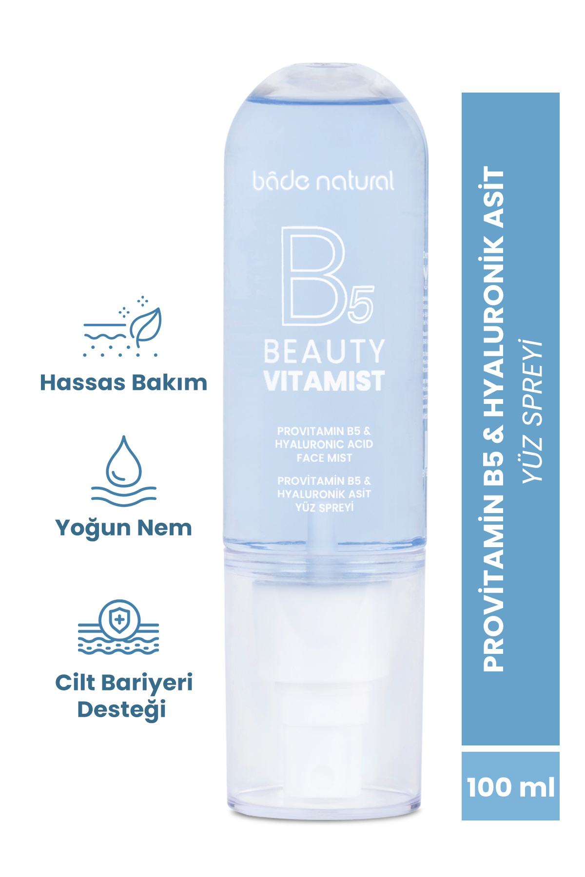 اسپری صورت حاوی پروویتامین B5 و هیالورونیک اسید Bade Natural Vitamist، 100 میلی لیتر (آبرسان و مرطوب کننده قوی) Bade Natural