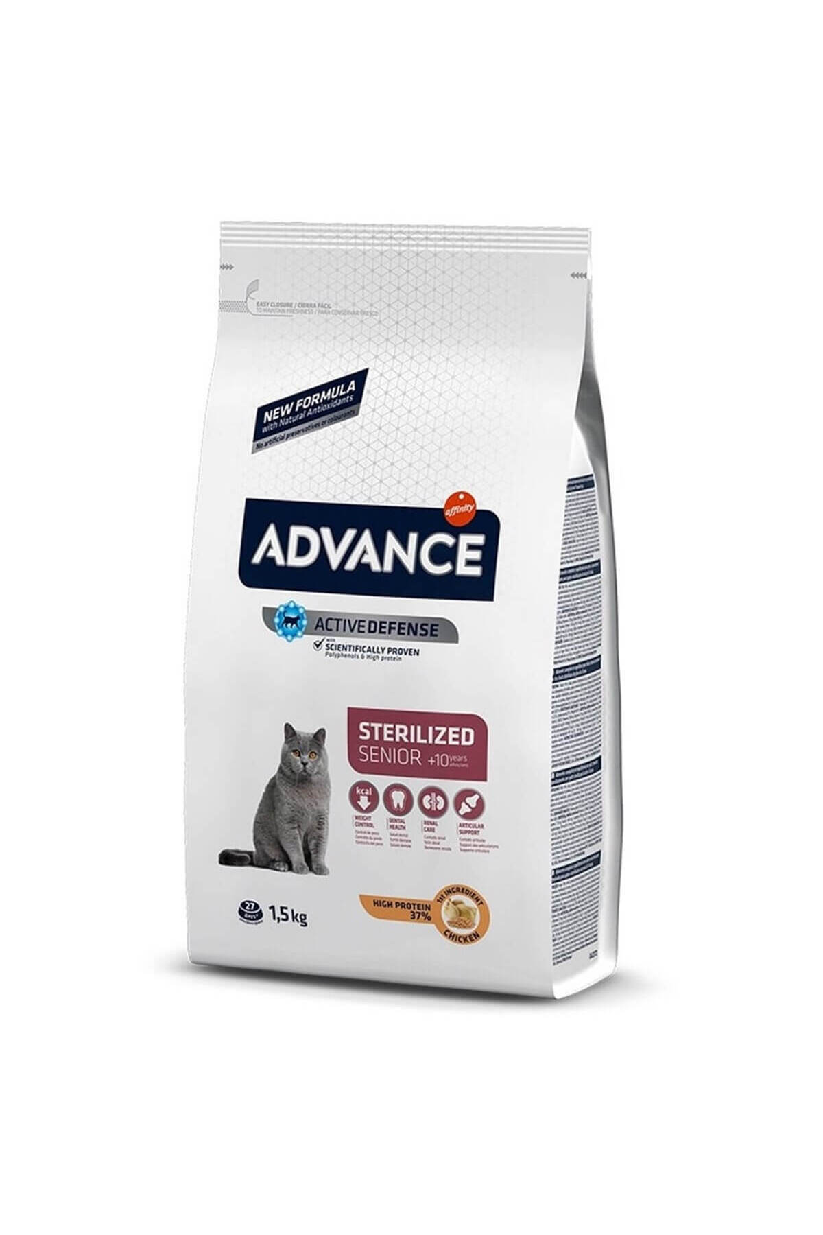 غذای خشک گربه عقیم‌شده ۱۰ سال به بالا ادونس Advance با طعم مرغ، ۱٫۵ کیلوگرم 1,5 Kg
