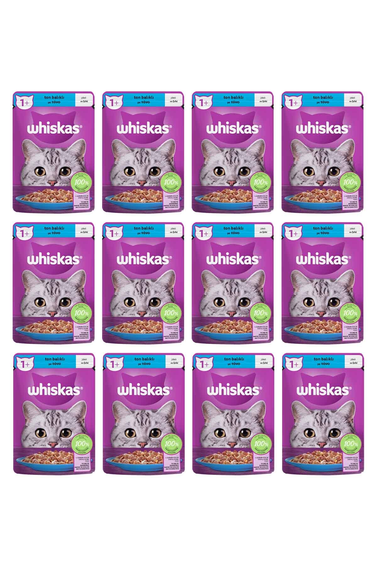 غذای مرطوب گربه ویسکاس Whiskas با طعم ماهی تن، ۱۲ بسته ۸۵ گرمی