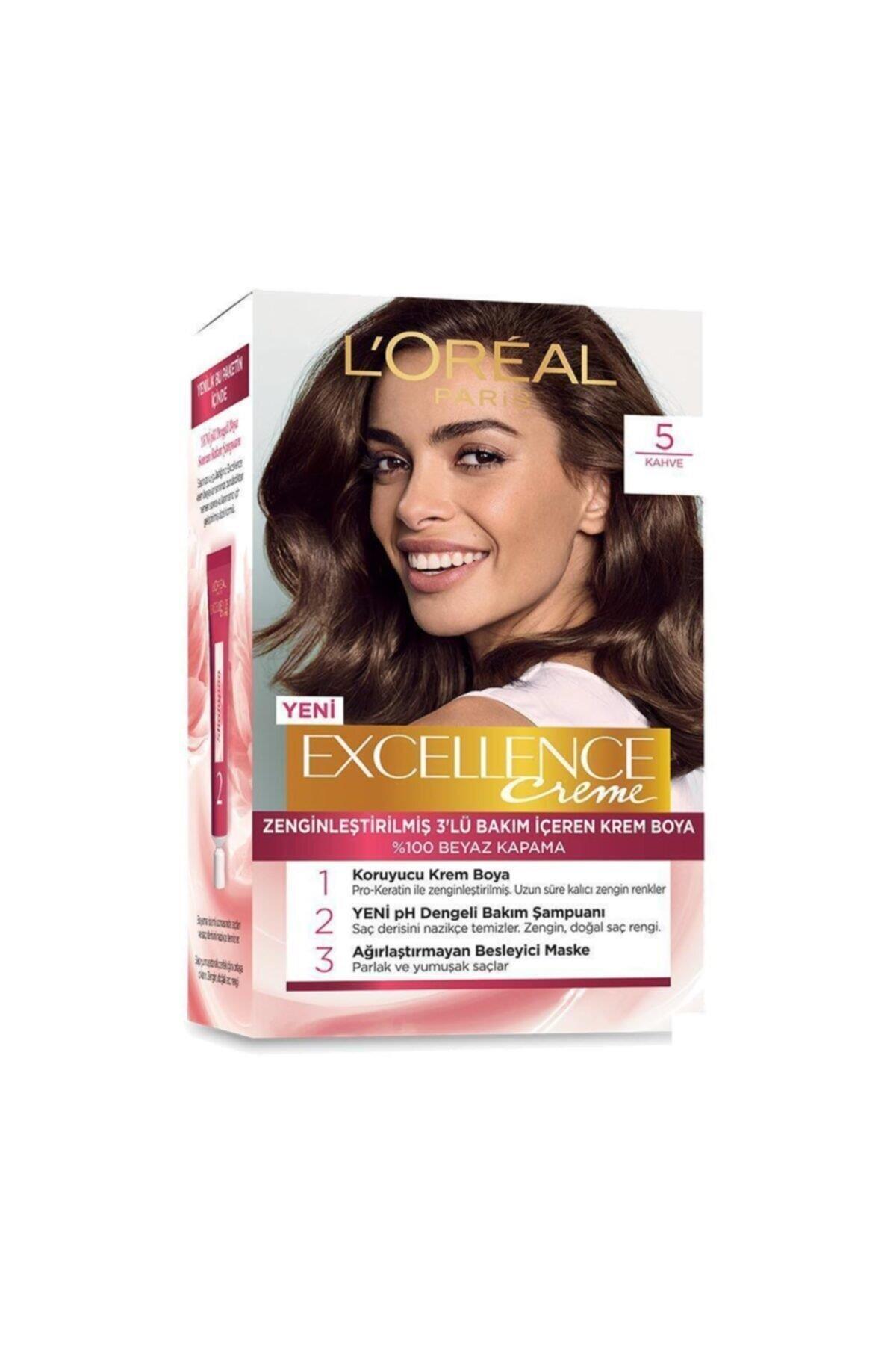 L'Oreal Paris رنگ مو کرمی لوریال اکسلنس 5 قهوه ای