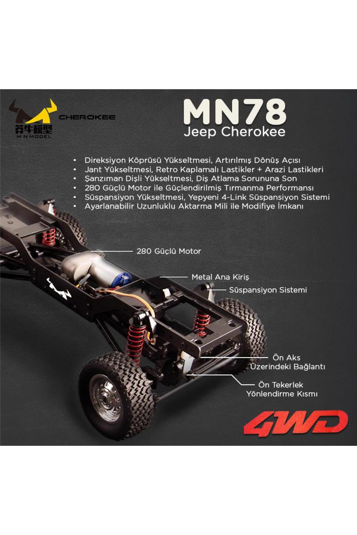 MN78 1 12 JEEP CHEROKEE 4X4 RC مدل CRAWLER کامیون آفرود کنترل از راه دور ماشین RTRGILVER ترکیه MN Model