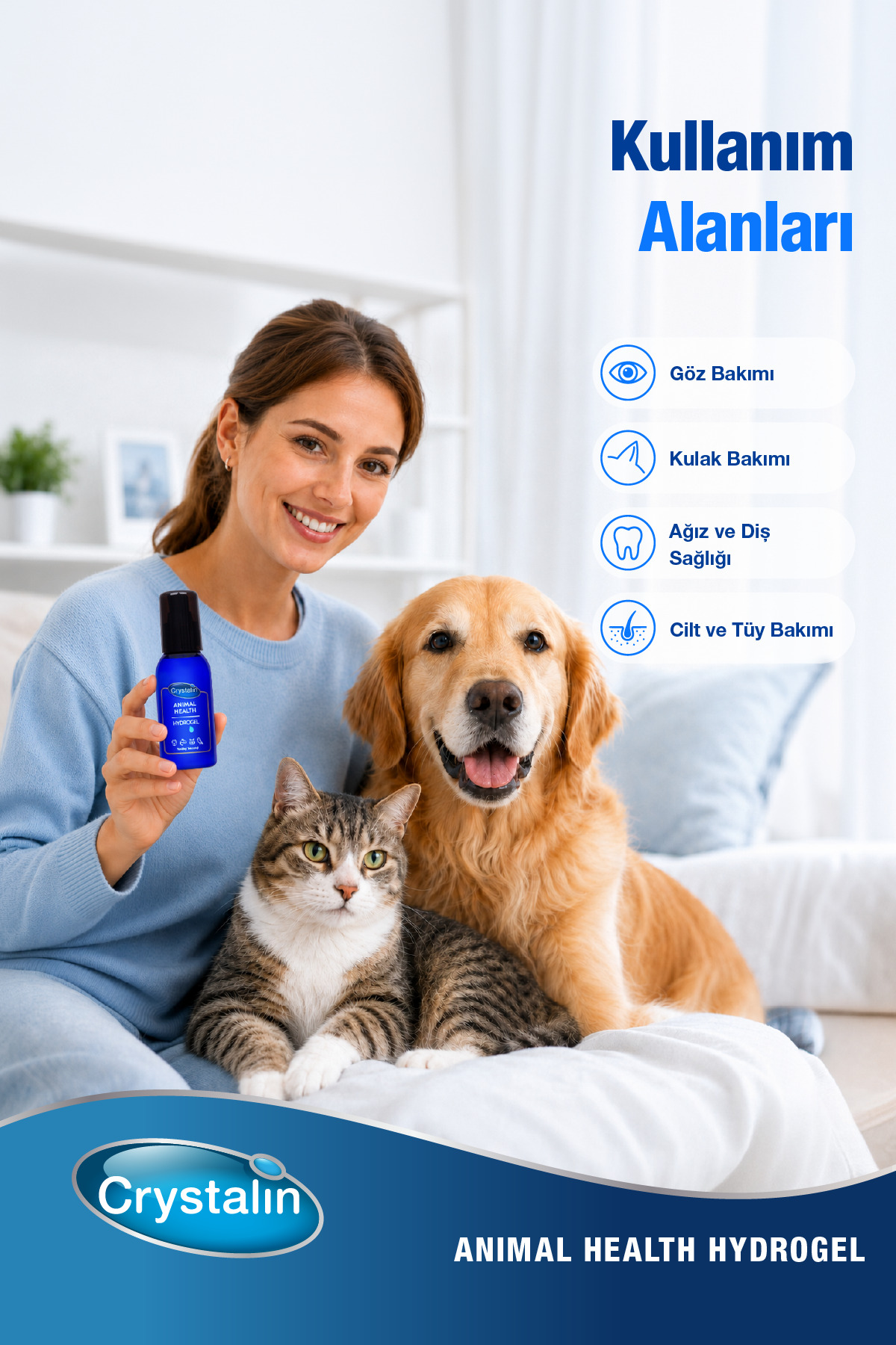 هیدروژل سلامت حیوانات کریستالین Crystalin، ۱۰۰ میلی‌لیتر