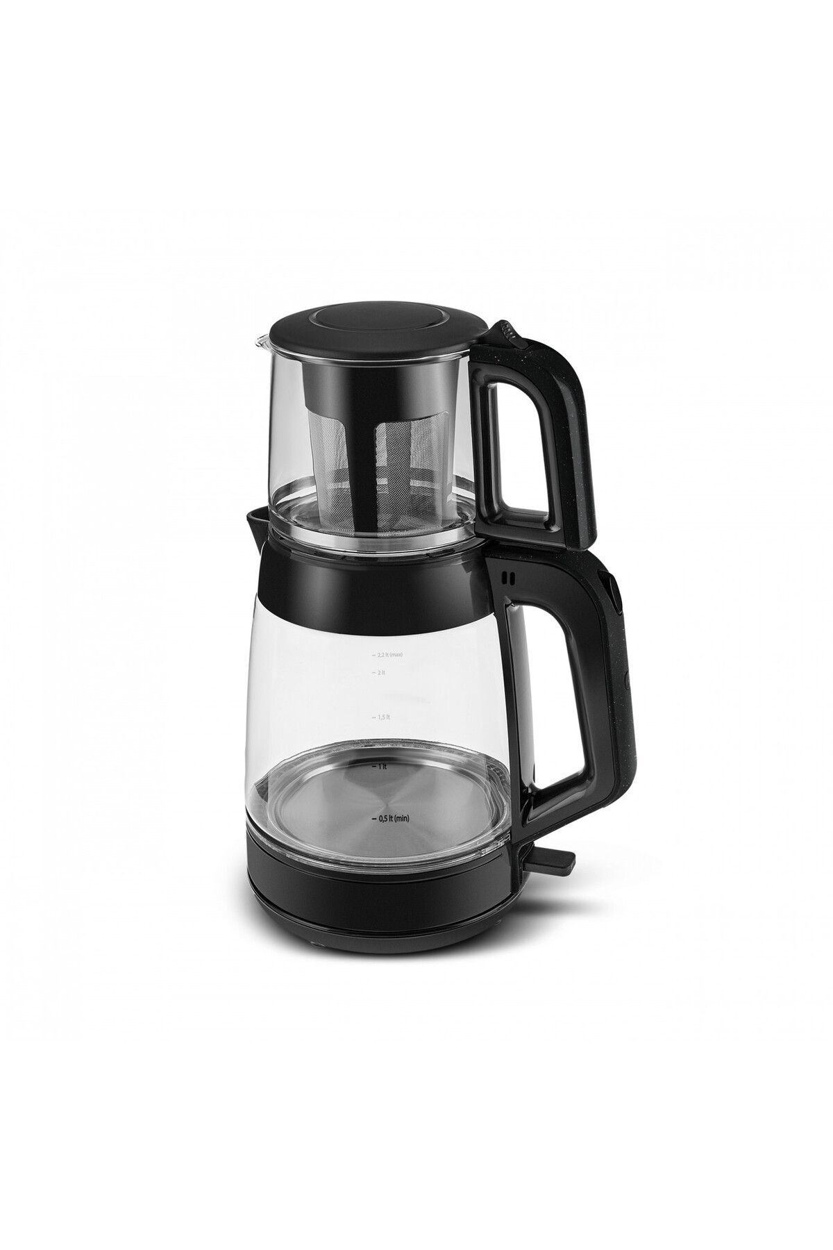 چای ساز دستگاه و کتری شیشه ای 2 در 1 3.1 لیتری SPACE GREY 1900W اورجینال Karaca