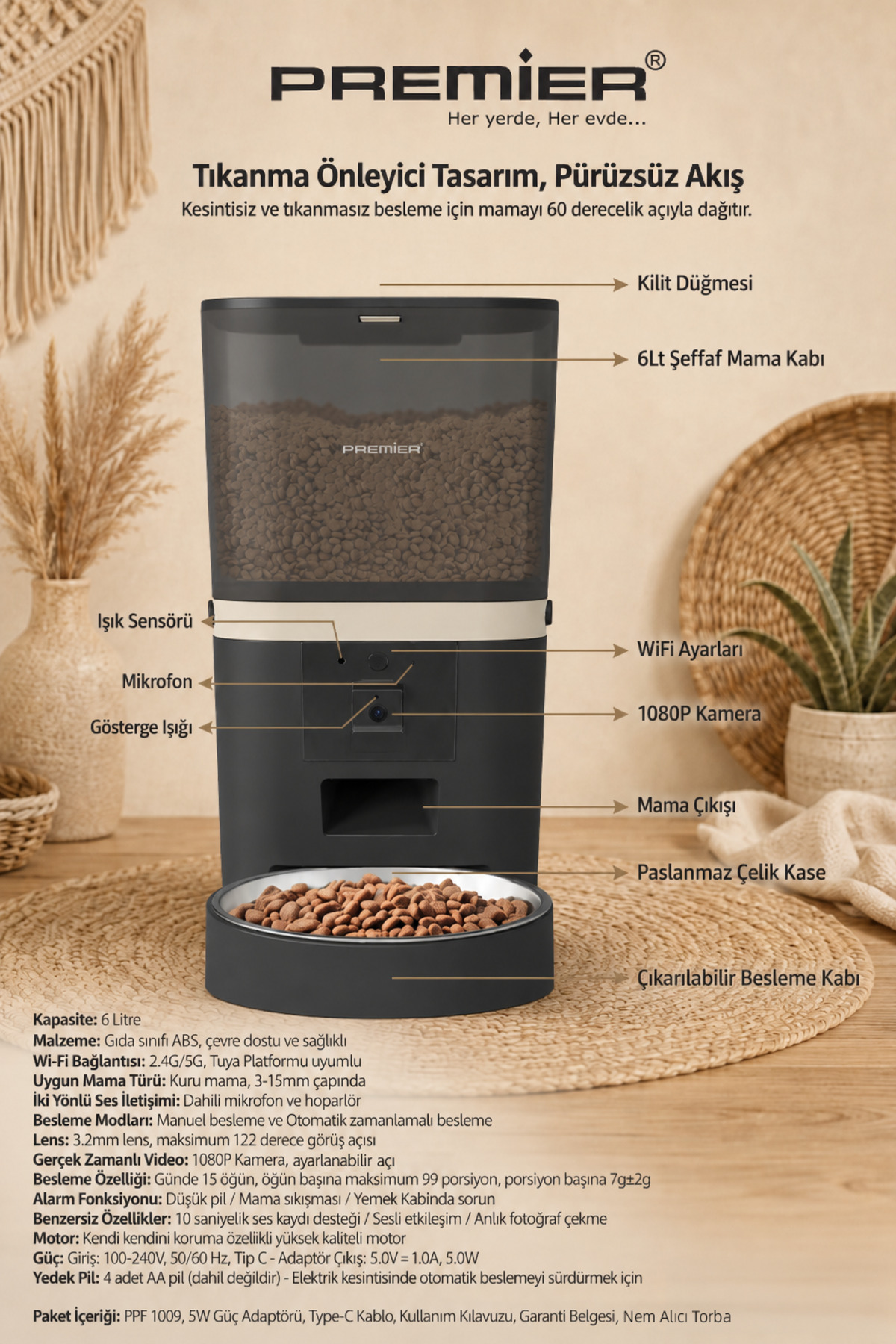 ظرف غذای هوشمند حیوانات خانگی پریمیر Premier Petmate Smart Pro، مدل PPF 1009، مشکی
